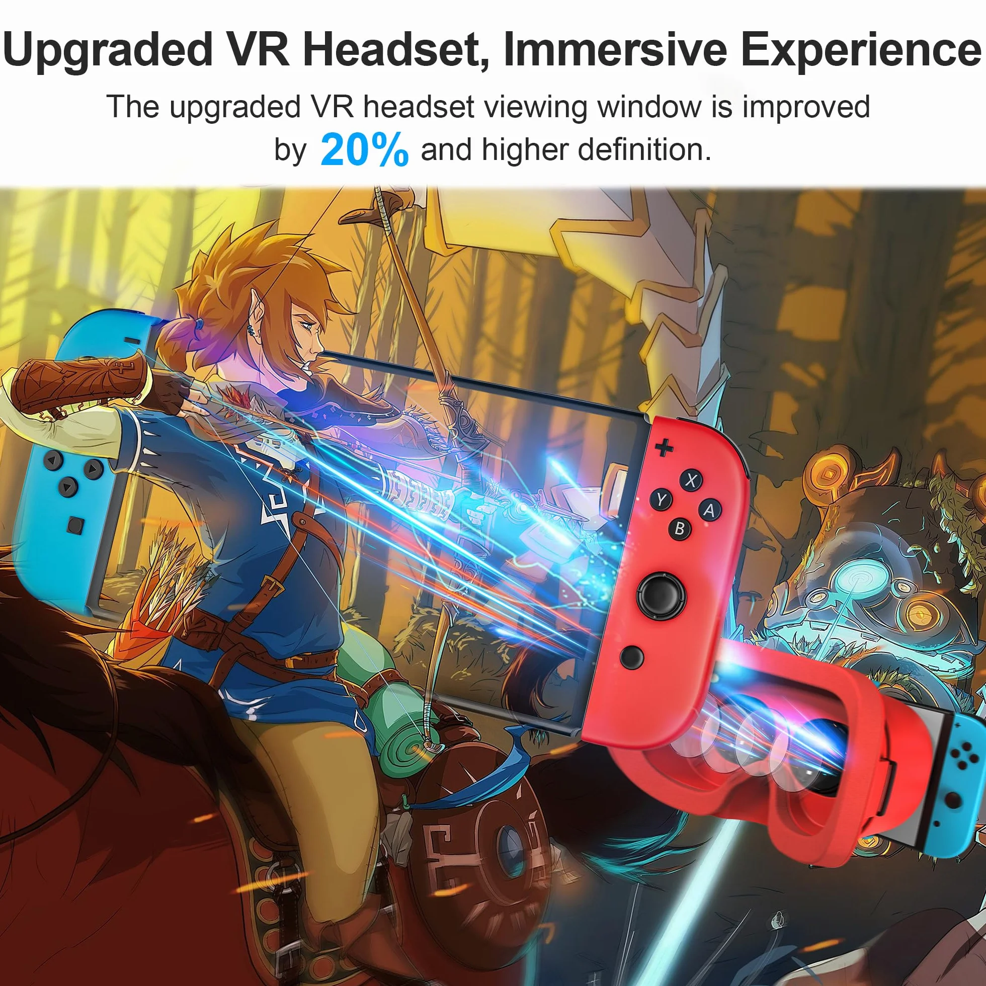 DEVASO Cuffie VR per Nintendo Switch OLED con Lenti HD Regolabili Cinghia Testa
