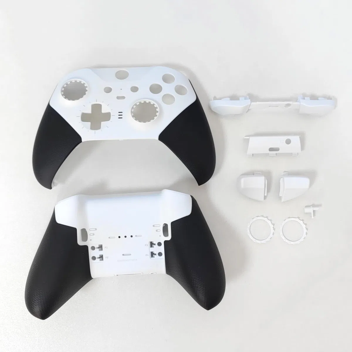 Hzxkqmil Set di Guscio di Ricambio per Xbox Elite Controller Series 2 - Core Bianco, Custodia Anteriore Coperchio Posteriore + Pulsante di Attivazione LB RB LT RT Paracolpi Anello Joystick Accessori