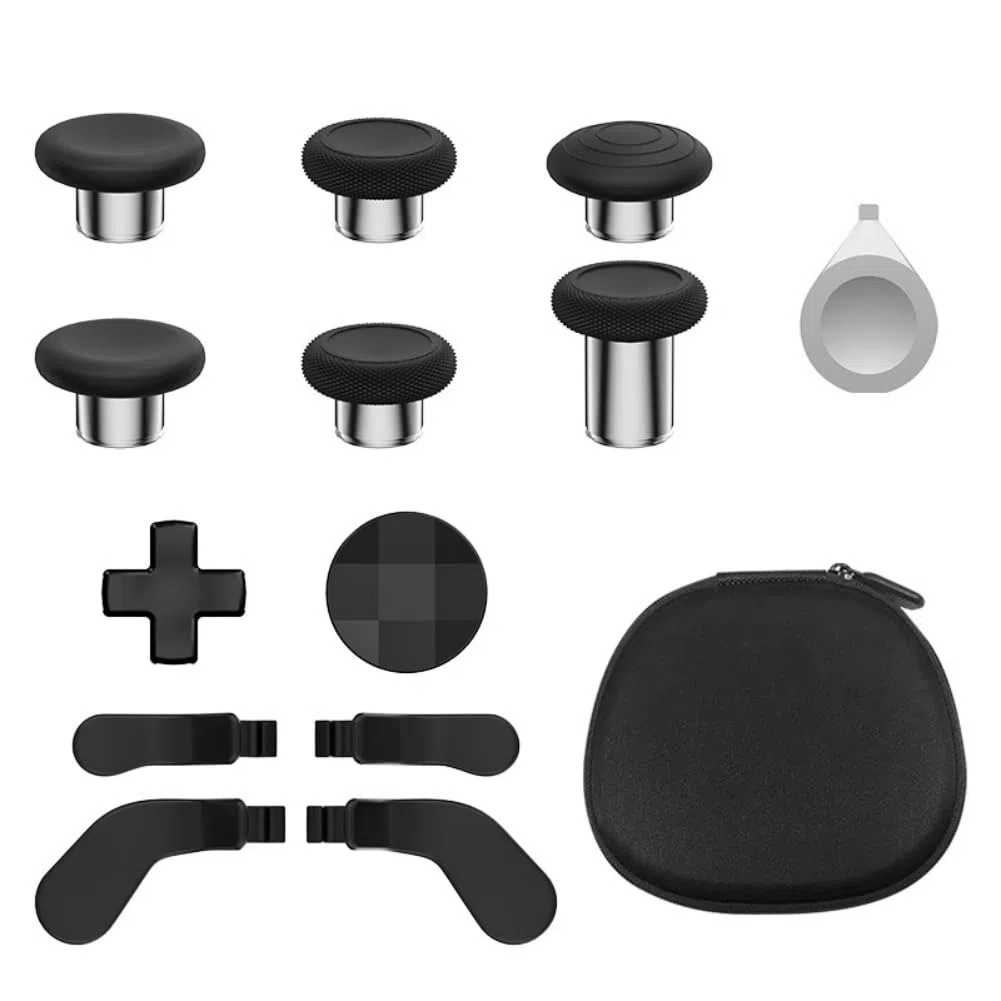 Levette in Metallo per Xbox Elite Series 2 Controller, 13 in 1 Accessori Sostituzione di 6 Joystick 4 Pagaie Posteriori 2 D-Pads con 1 Strumento di Regolazione, Nero