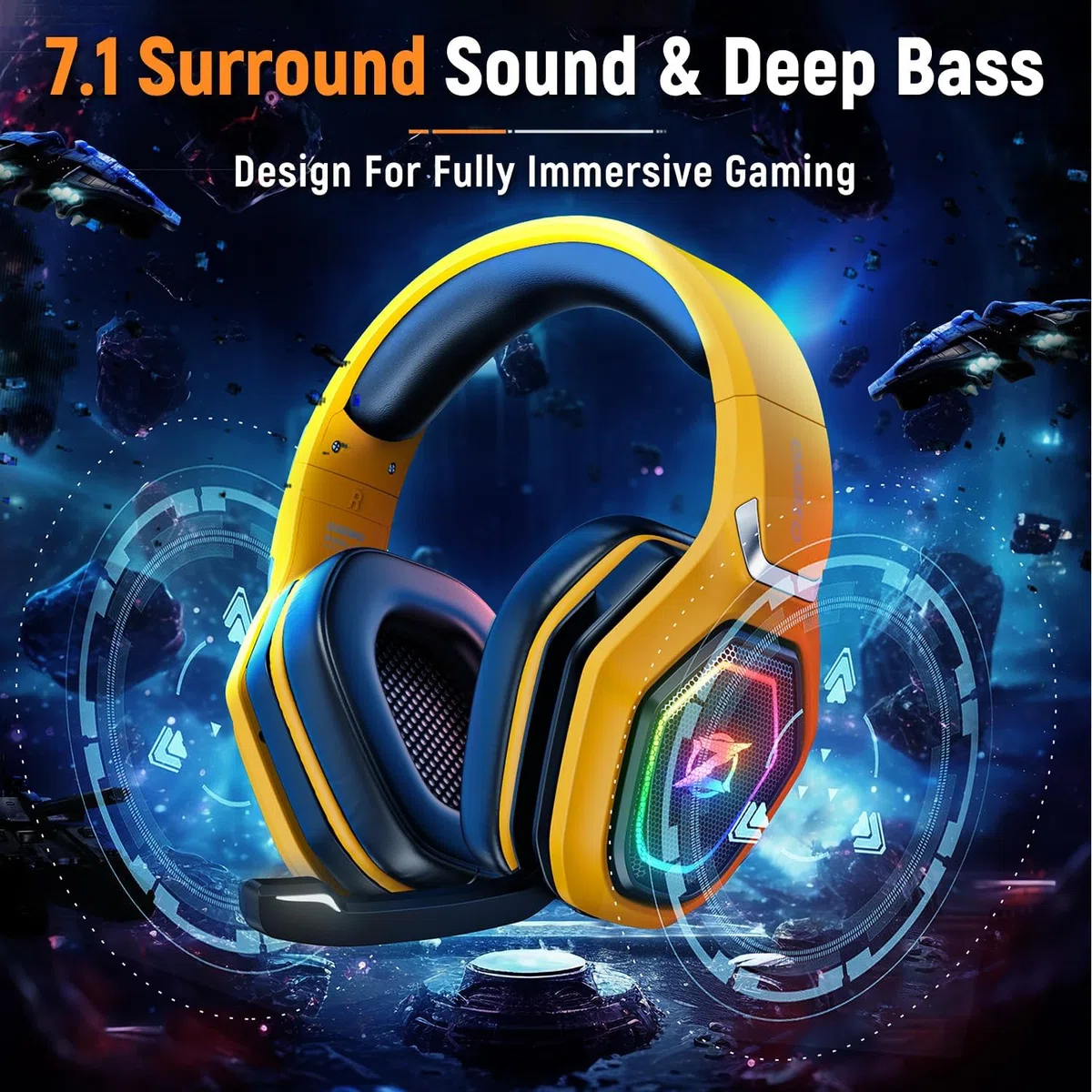 Cuffie Gaming Wireless per PC PS5 PS4 USB-A USB-C Audio Lossless Microfono Flip Bluetooth Batteria 30 Ore