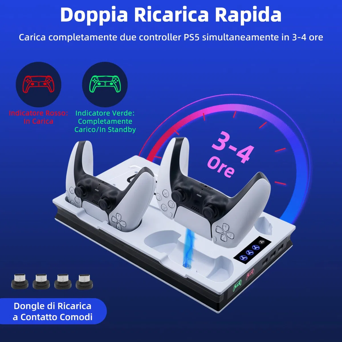 Wigearss Supporto Verticale di Raffreddamento PS5 con Doppio Controller Caricatore per PS5/PS5 Slim/PS5 PRO UHD/Digital Edition