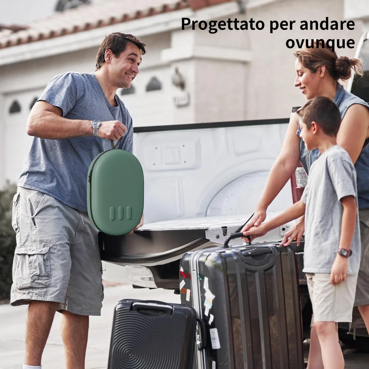 Custodia rigida Meta Quest 3S/Quest 3 compatibile cinturino Battery Elite, verde