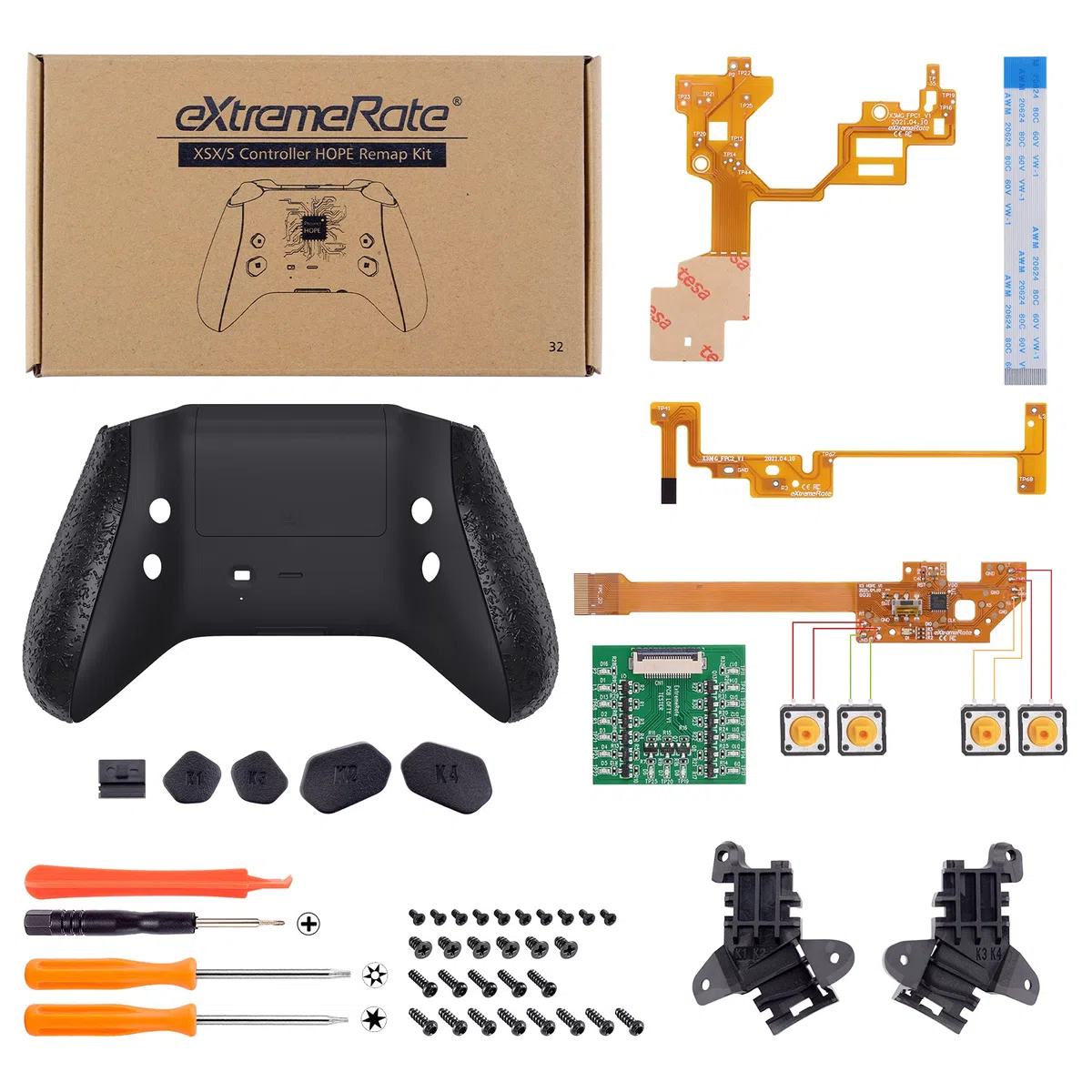 eXtremeRate HOPE Remap Kit Programmabile per Xbox Series X S Controller Scheda&Cover Posteriore&Grip&Tasti Posteriori per Xbox Core Joystick(Model 1914)-Nero Antiscivolo