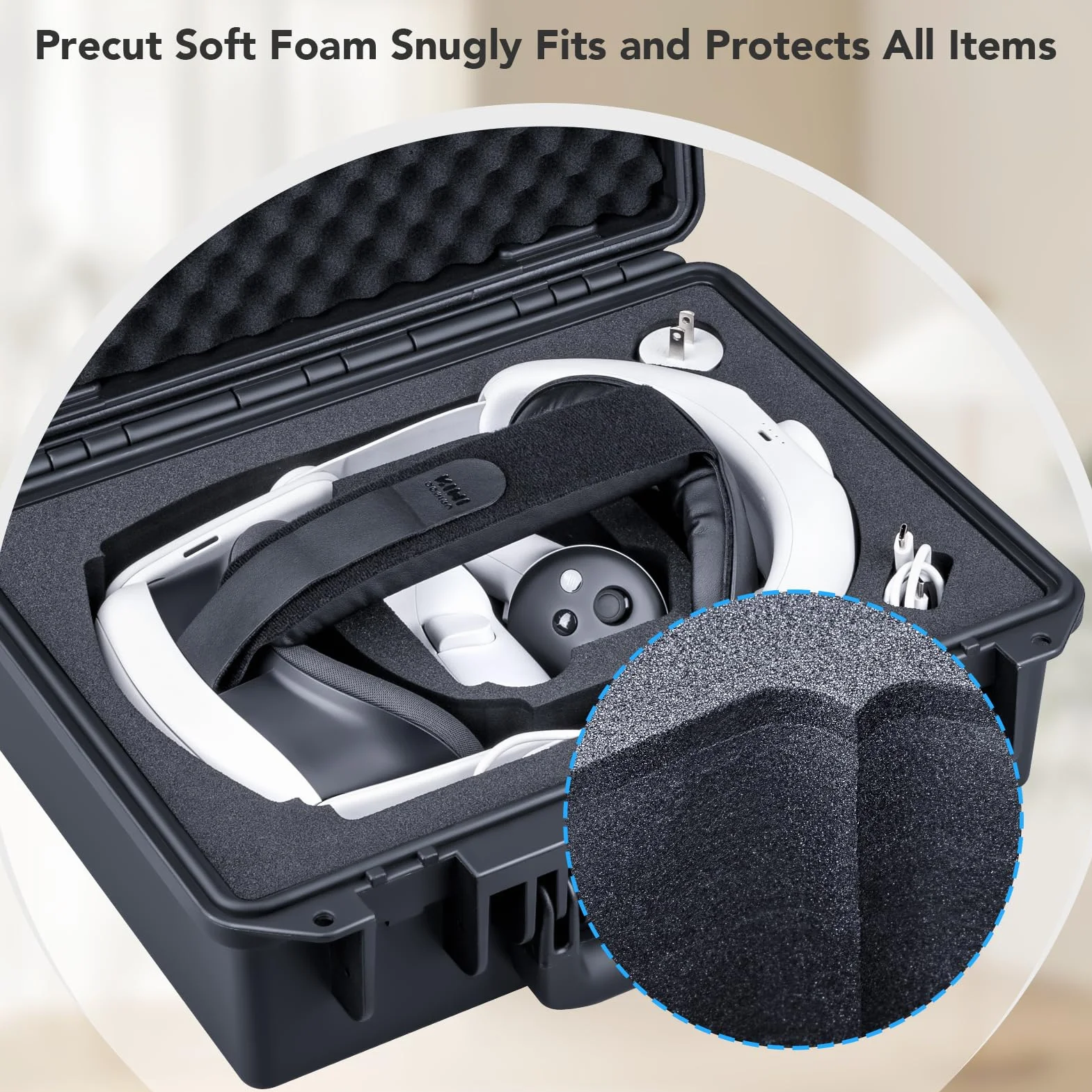 Lykus Titan OQ210 Case impermeabile per Quest 3S/Quest 3 e fascia testa Kiwi Design K4 con batteria