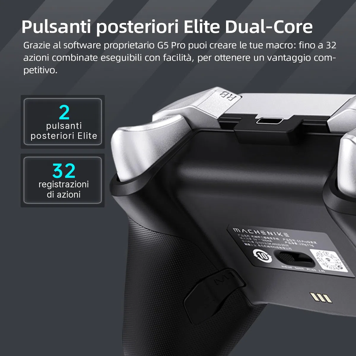 Machenike G5PRO Wireless Controller RGB Joystick PC Gaming Hall Effect Trigger Tasti meccanici Compatibile PC/NS/TV/smartphone TURBO 5 Livelli vibrazione Nero