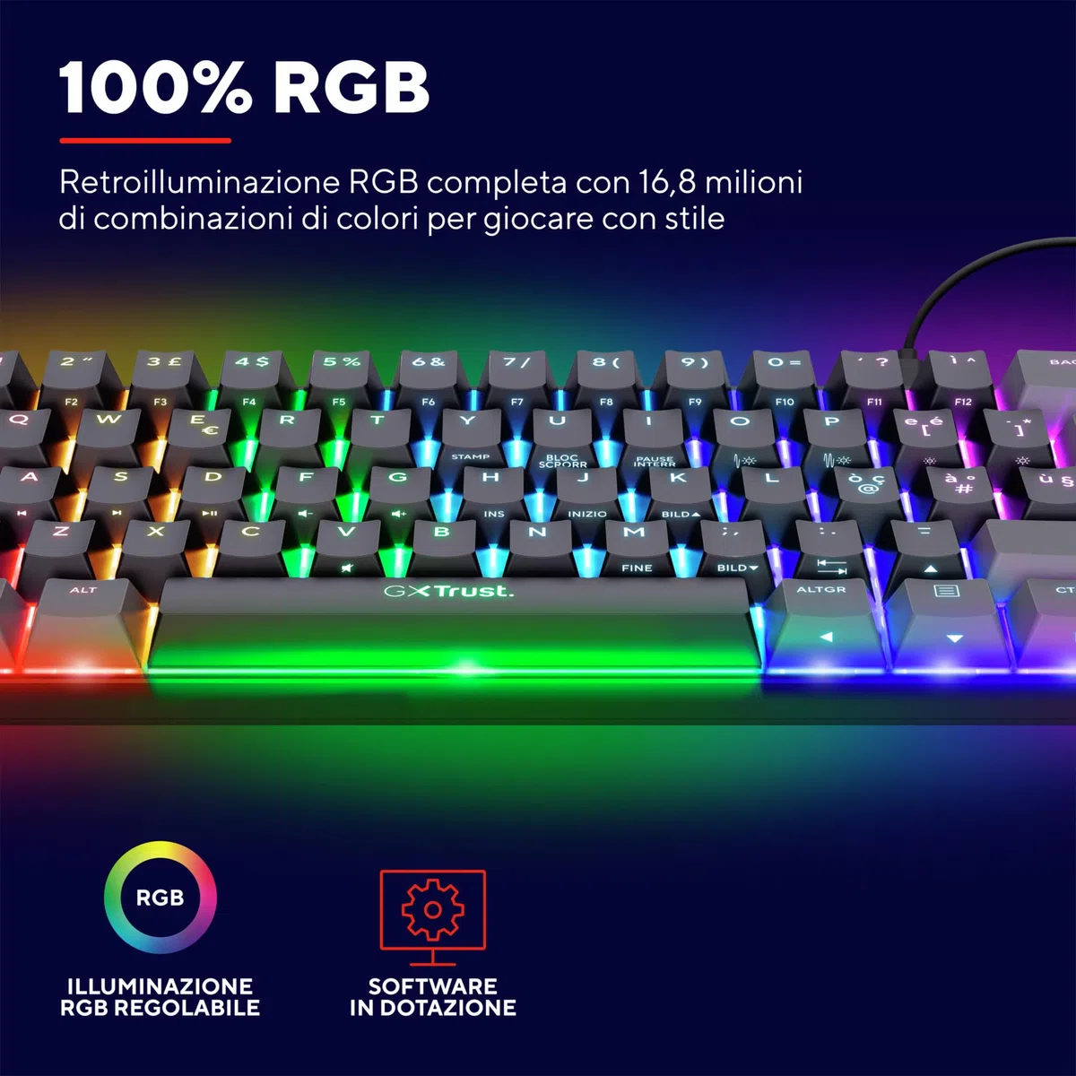 Acira Tastiera Meccanica 60% Layout Italiano QWERTY Retroilluminata RGB Gaming Programmabile USB Nero