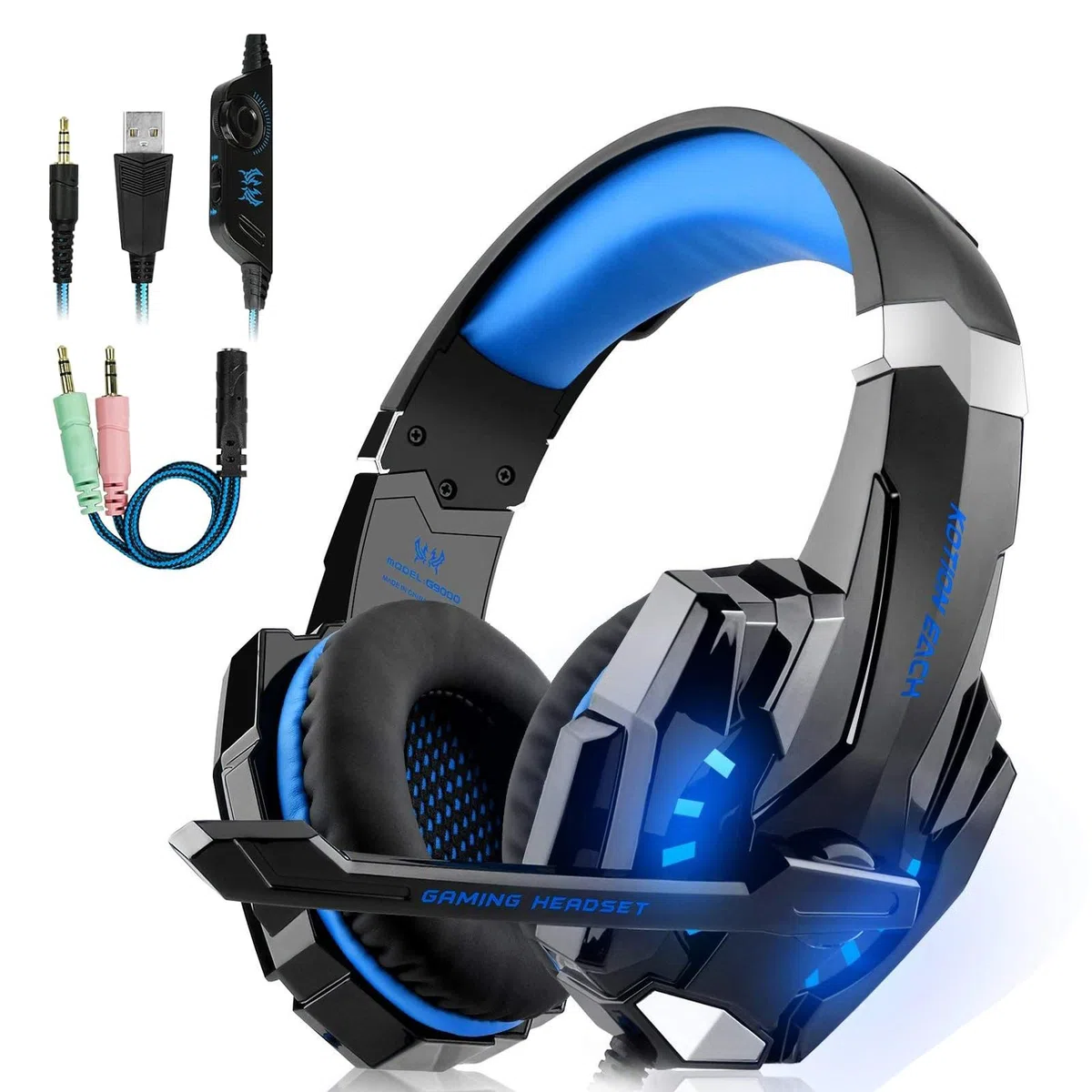 Laspi Cuffie Gaming per PS4 Cuffie da Gaming con Microfono e Bass Stereo Cuffie da Gioco con 3.5mm Jack LED e Controllo Volume Gaming Headset per PS4/Switch/PC/Mac/Laptop/Tablet