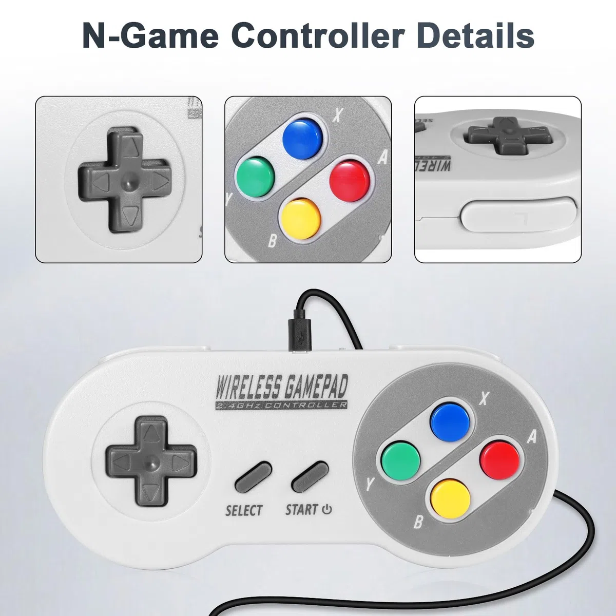 Binghe Controller SNES Wireless, SNES Game Controller Classic Mini Edition con Ricevitore SNES e Ricevitore USB 2.4GHz Compatibile con Switch/Switch OLED/Windows PC/MAC OS/Raspberry Pi(2 pezzi)