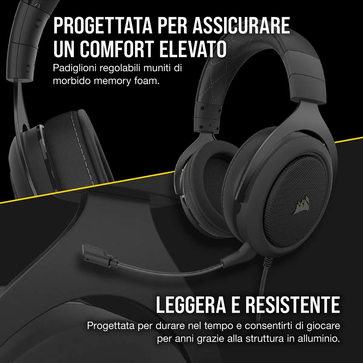 Corsair HS60 Pro Surround Cuffie Gaming con Microfono, Audio 7.1, Memory Foam, Rumore, Nero