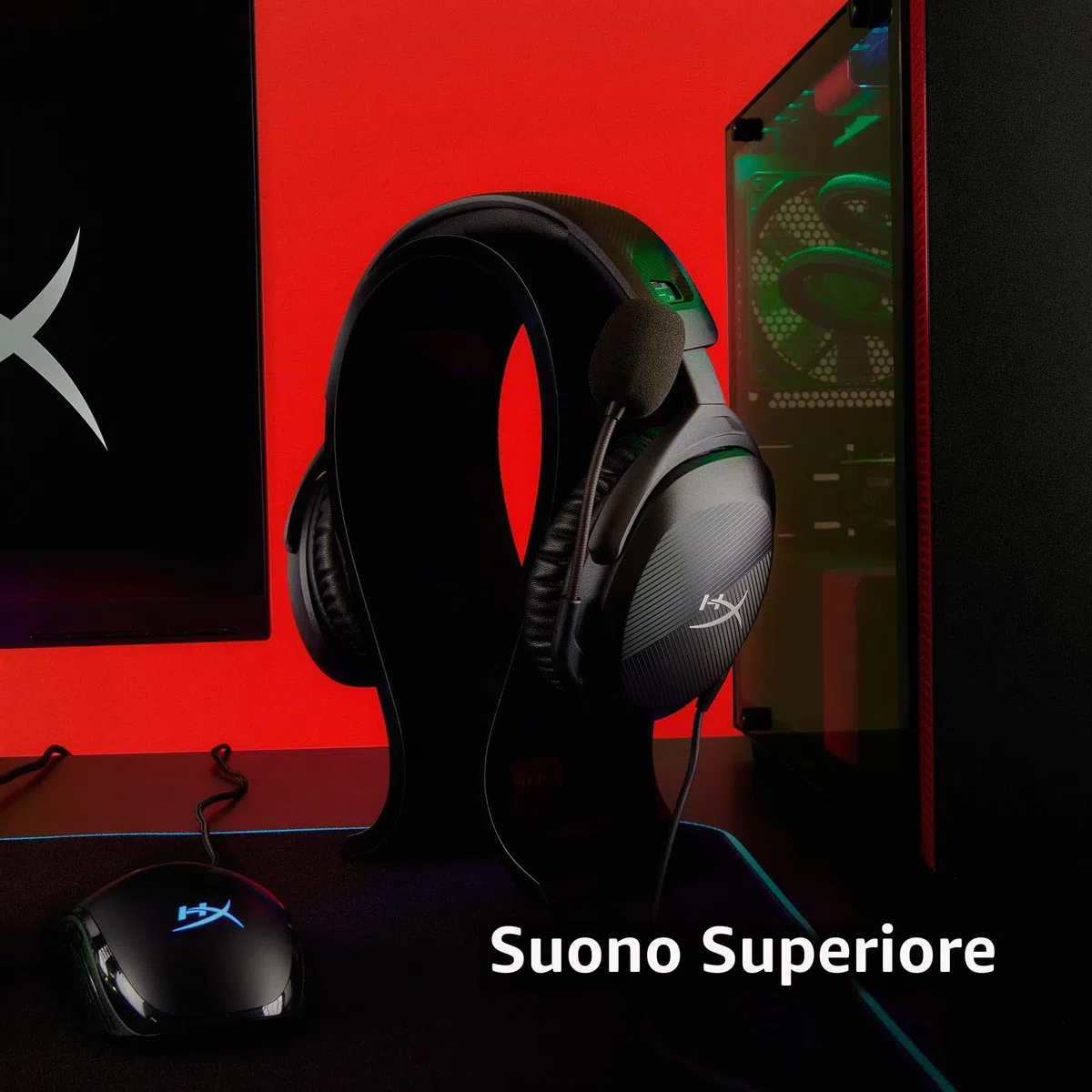 HyperX Cloud Stinger II, Cuffie da Gaming, Connessione Cablata a 3,5 mm, Audio Immersivo, Telaio in Plastica, Cuscinetti in Memory Foam Rivestiti in Similpelle, Adatto per PS4 e PS5, Nero