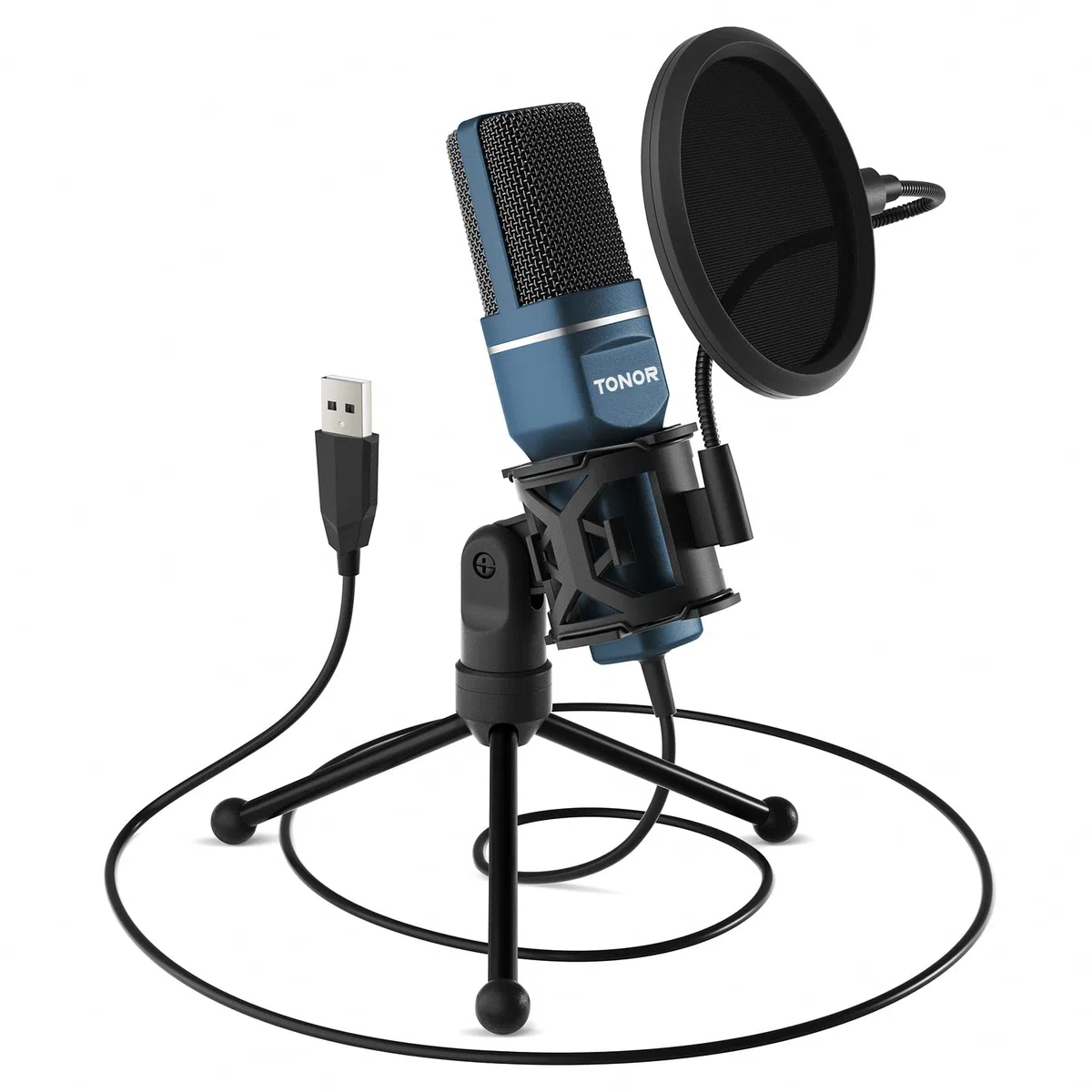 TONOR PC Microfono USB Cardioide Condensatore per Computer Gioco Mic Plug & Play con Treppiede e Filtro Pop per Registrazione Vocale, Podcasting, Streaming, Video di Youtube per Laptop PC Desktop