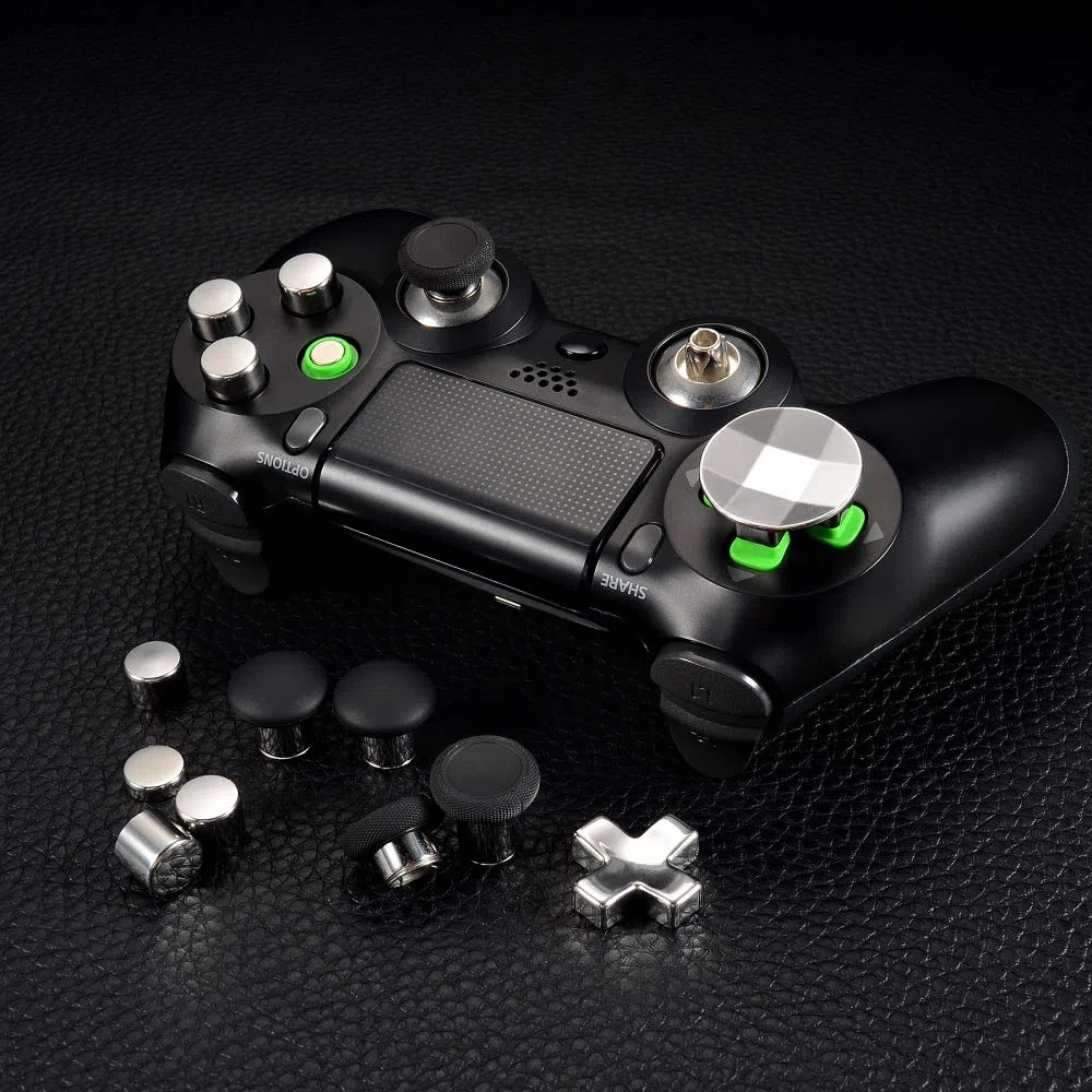 eXtremeRate Pulsanti D-pad Levette Analogiche Ricambio per ps4 Slim Pro Croci Direzionali Thumstick Joystick in Metallo Magnetico Ricambio per ps4 Controller(31 in 1)