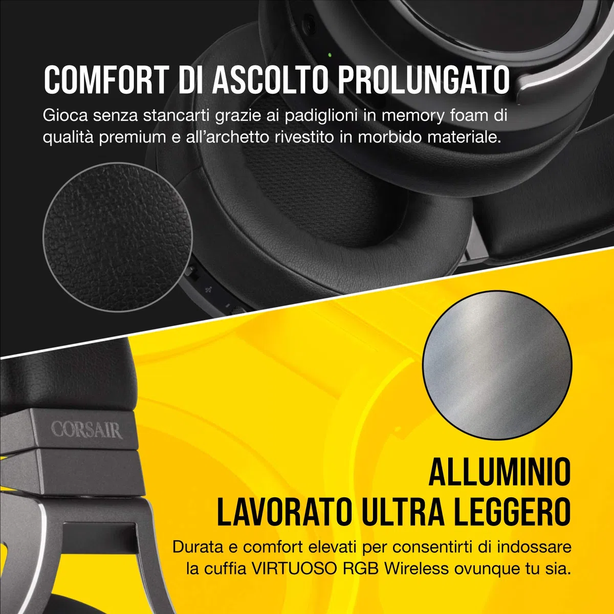 Corsair Virtuoso RGB Wireless Alta Fedeltà Cuffia Gaming Nero
