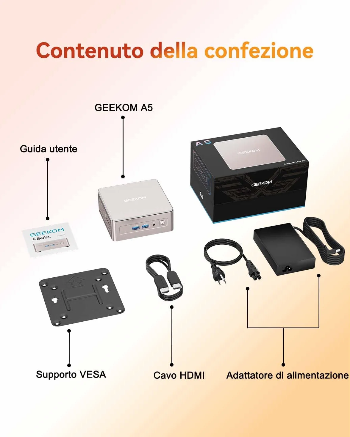 GEEKOM A5 Mini PC AMD Ryzen 5 7430U 16GB RAM 512GB SSD Windows 11 USB4.0 LAN 2.5G