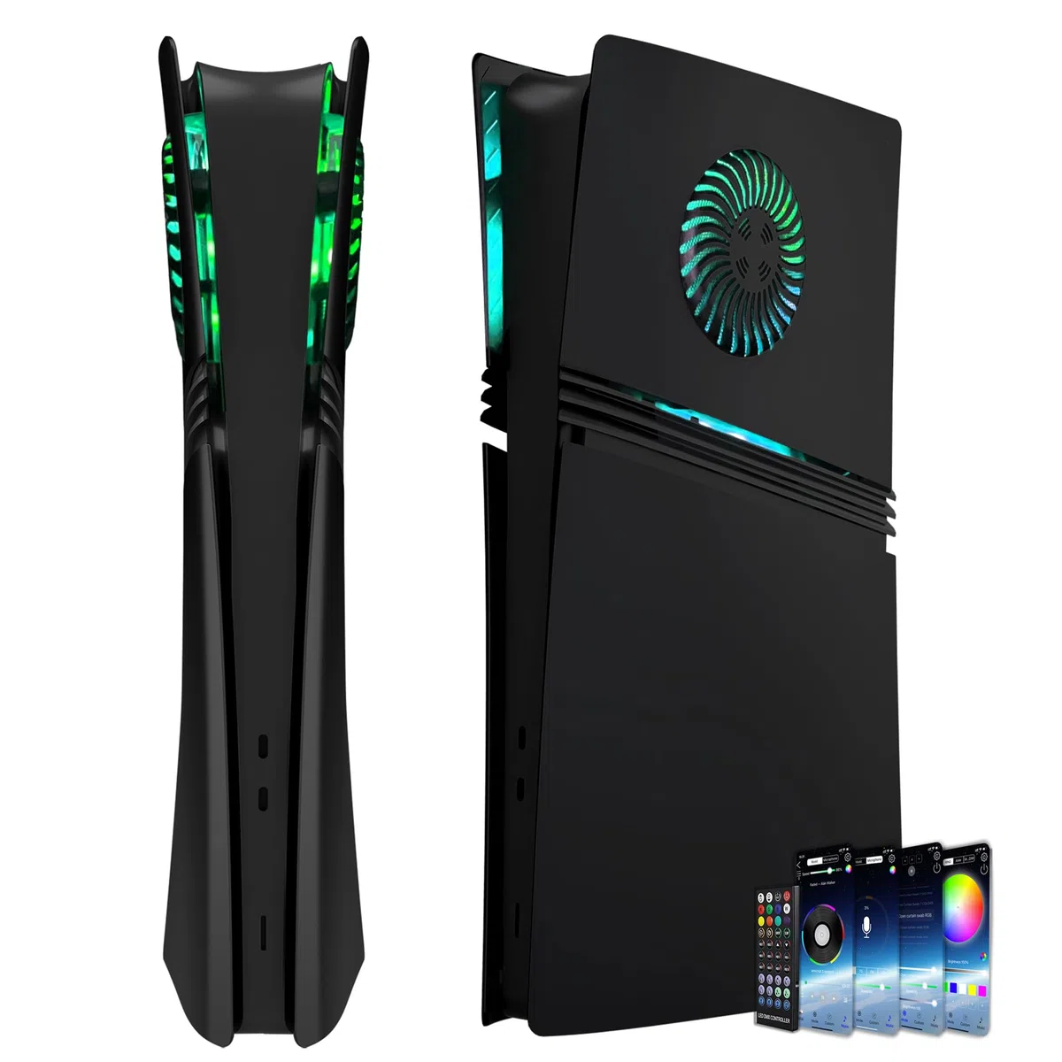Faceplate per P5 Pro Digital Edition con strisce luminose RGB e filtro antipolvere DOBEWINGDELOU anello di luce con 400+ effetti LED e aperture di raffreddamento per console