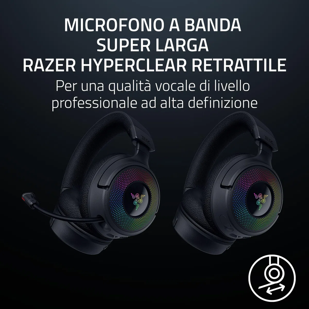 Razer Kraken V4 Cuffia da gioco wireless 40mm THX Spatial Audio RGB Nero