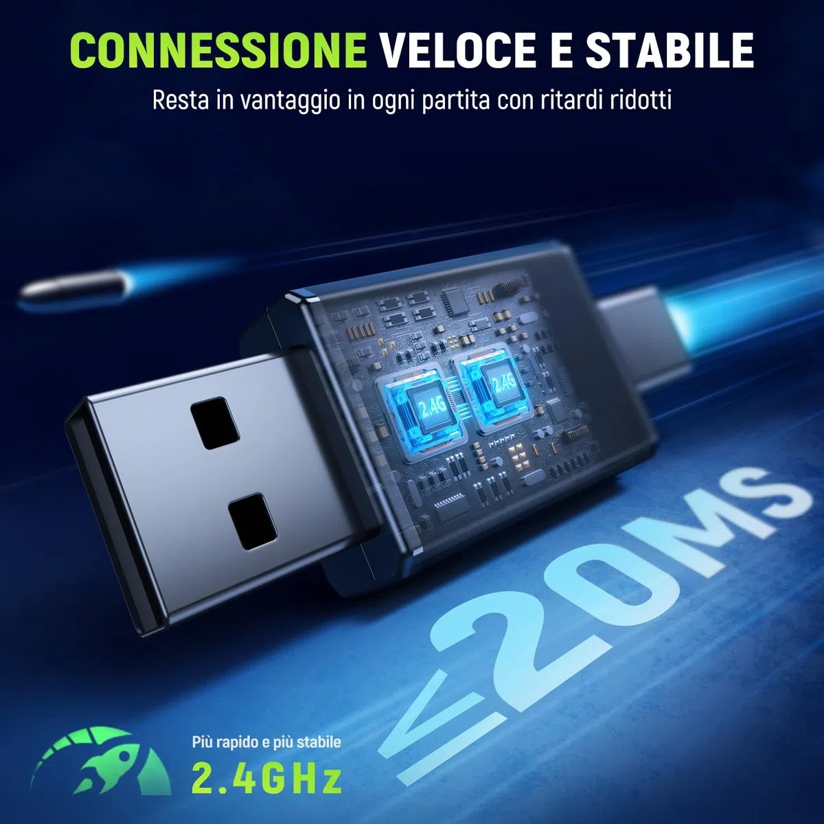 Tatybo Cuffie Gaming Wireless per PC/PS5/PS4, 2,4 GHz+Bluetooth 5.4 Dual Mode, Suono Surround 7.1, Durata 40 Ore