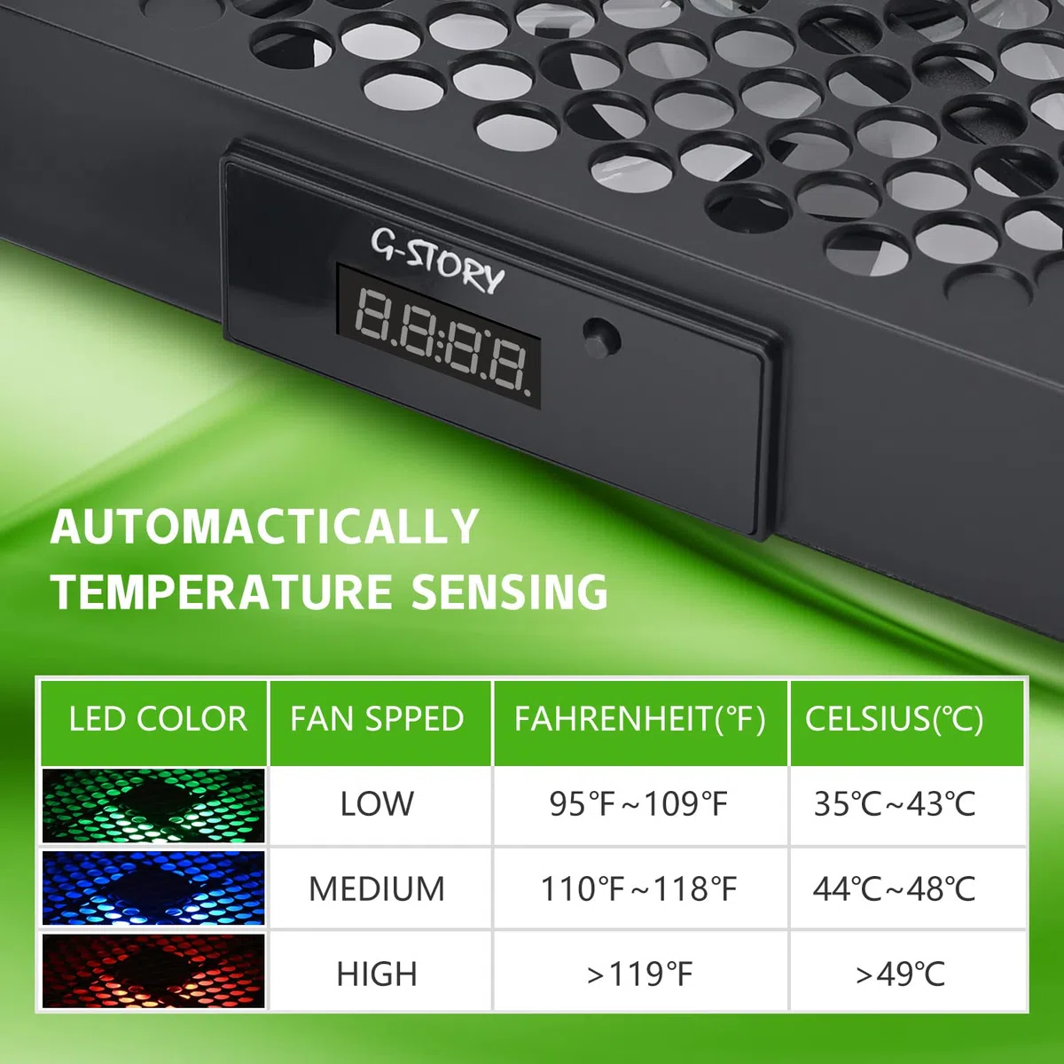 G-STORY Ventola di raffreddamento per Xbox Series X 140MM 3 velocità 1500/1750/2000RPM Nero