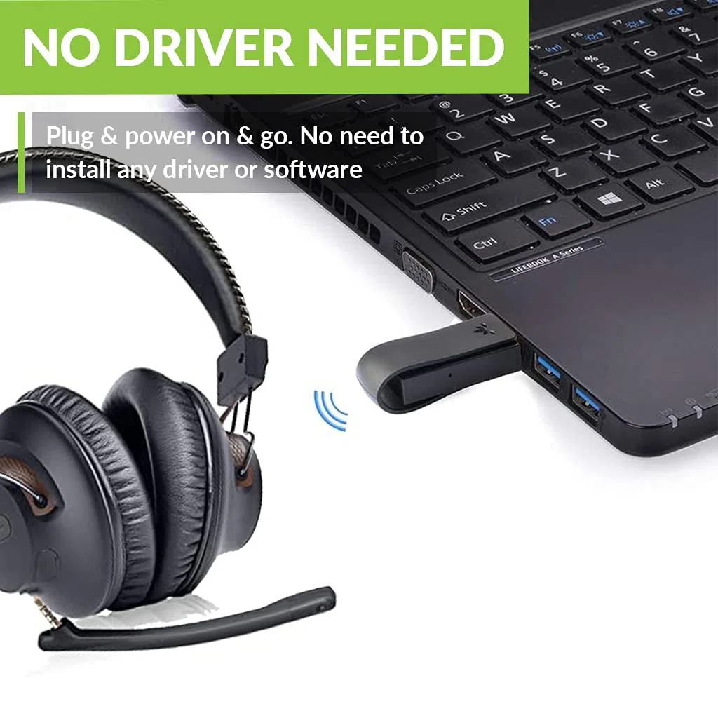 Avantree DG59M Cuffie Bluetooth con microfono per PS5 PS4 Wireless adattatore USB PC 40 ore