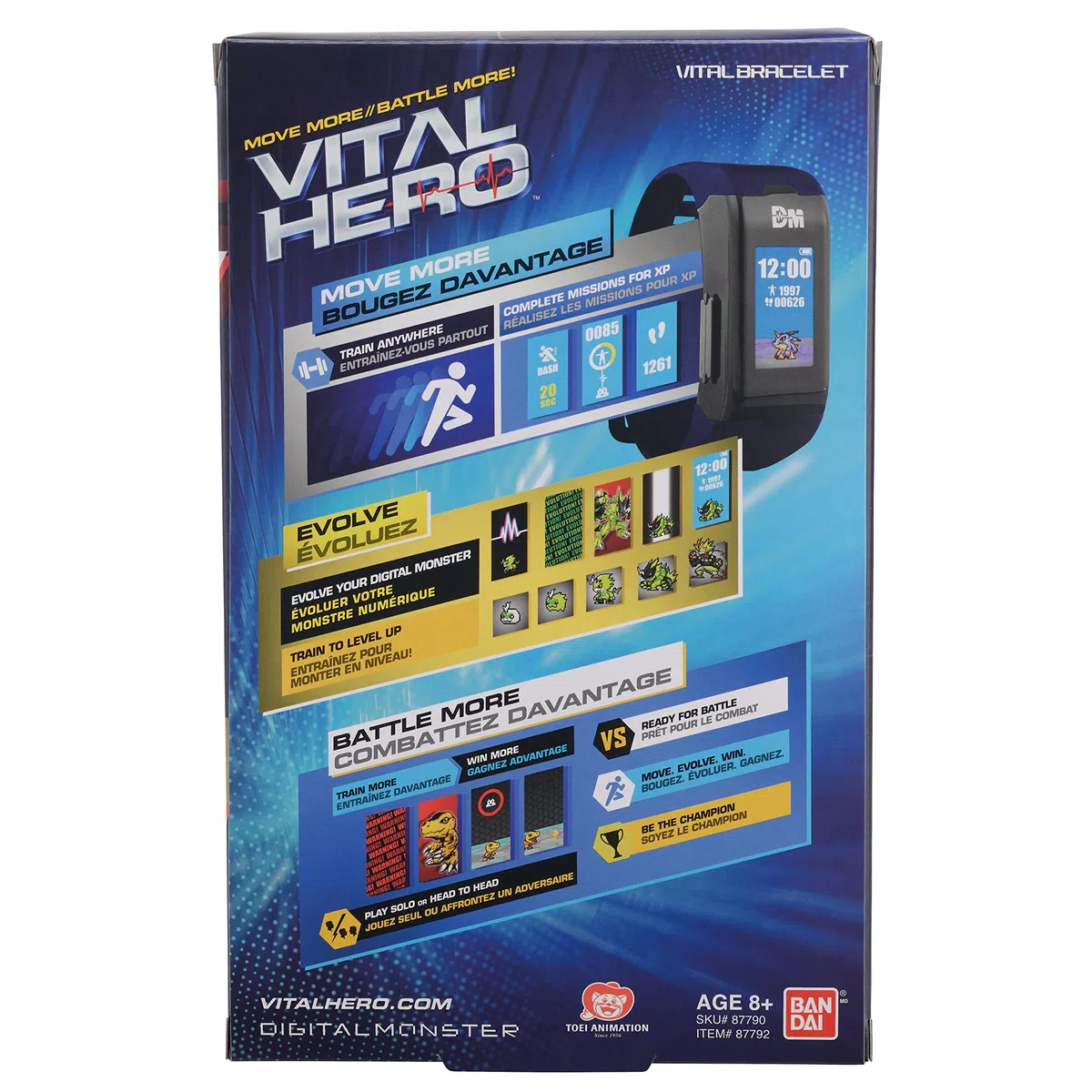 Bandai Namco Digimon - Vital Hero Interactive Fitness Tracker/Orologio Digitale/Virtual Pet (Blu)
