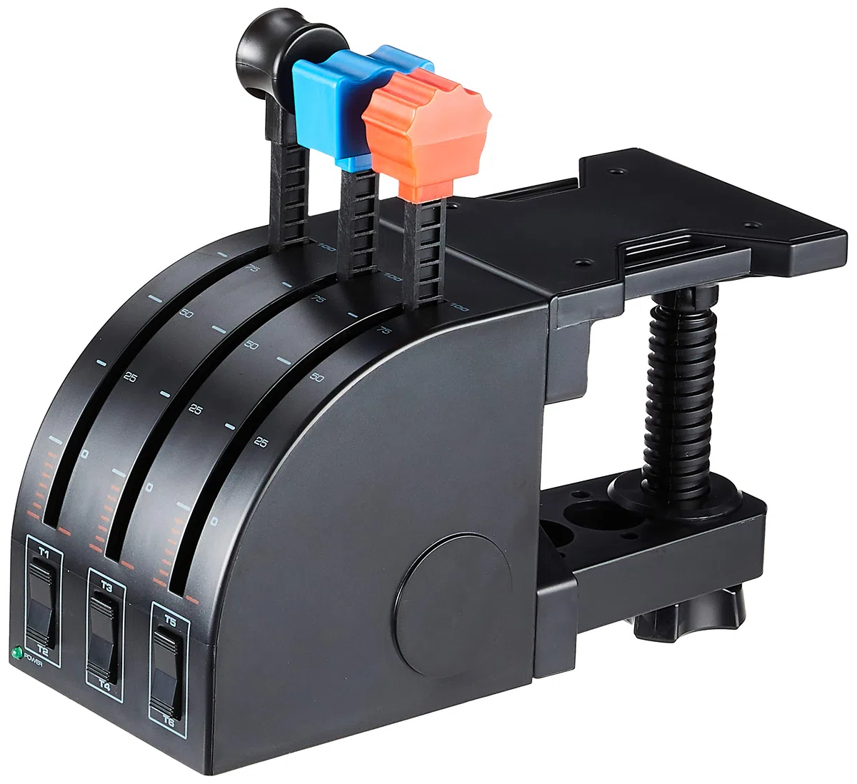 Logitech G Saitek PRO Flight Throttle Quadrant, leve professionali per asse di simulazione, display LCD, 3 interruttori a bilanciere bidirezionali, staffa regolabile, USB, PC, nero