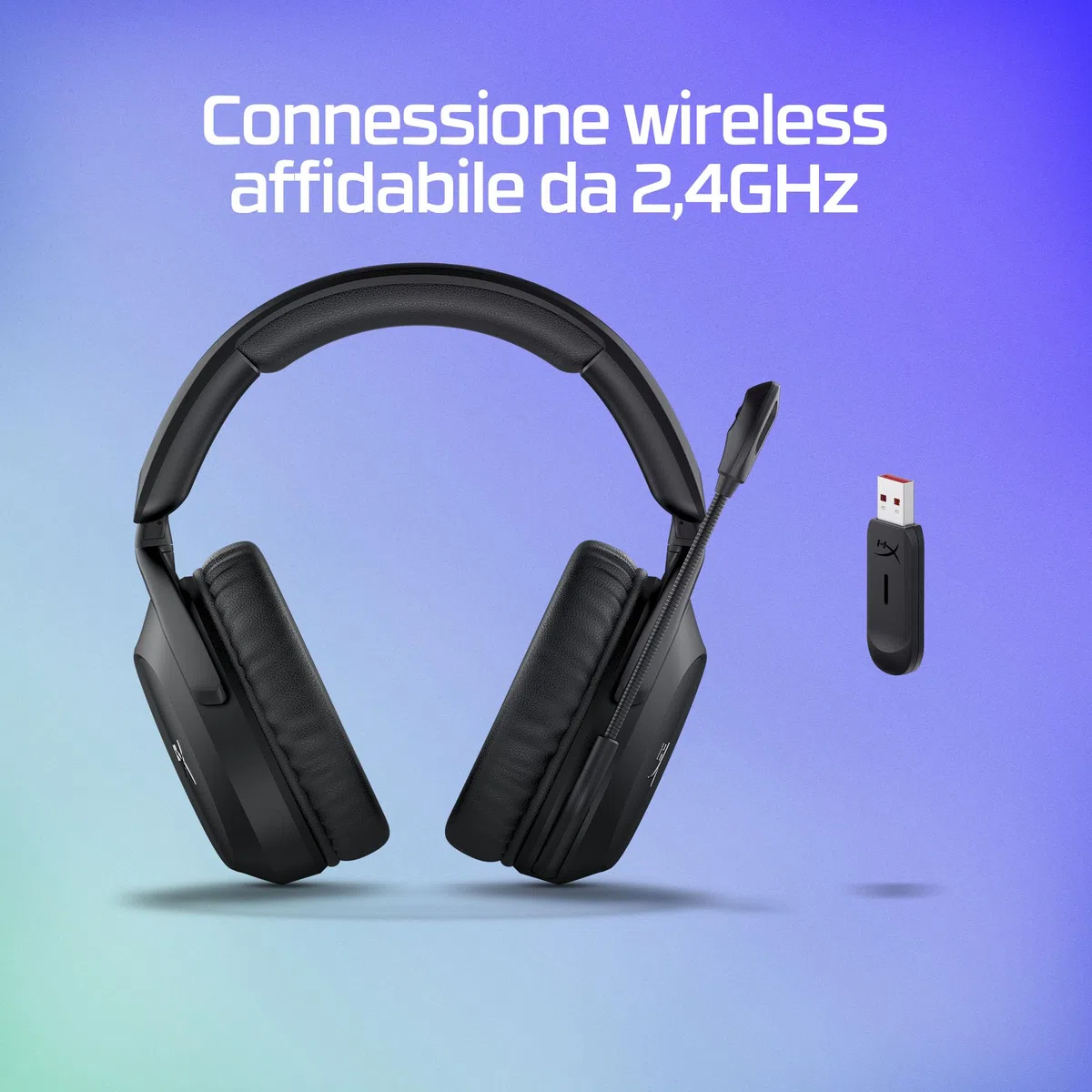 HyperX Cloud Stinger II Cuffie da Gaming Senza Filo 2,4 GHz Memory Foam Similpelle 20 Ore PC Nero