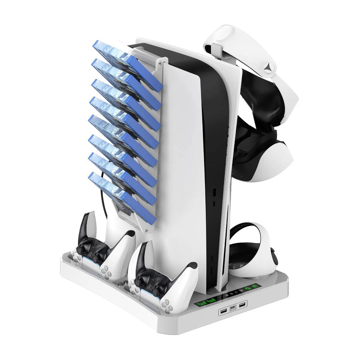 [5 in 1] Stazione di Ricarica PSVR 2 Con Ventola di Raffreddamento, Supporto e Accessori PS VR2 Per Playstation VR2 Con Cuffie