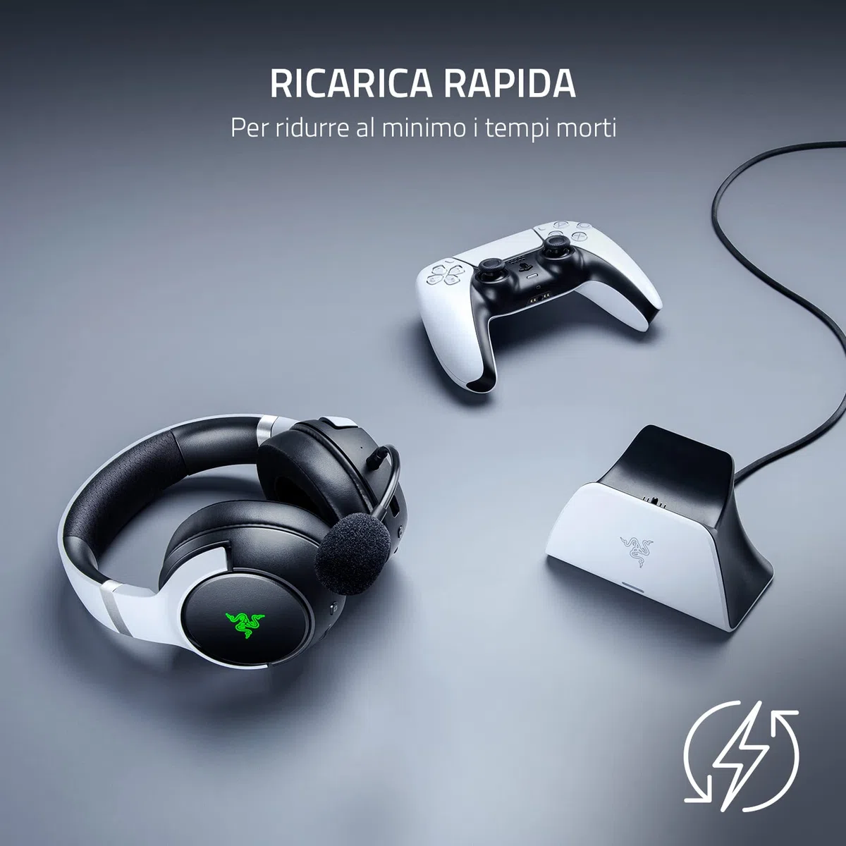 Razer Base di Ricarica Rapida Universale per PS5 - Caricabatterie Rapido per controller PS5 (Ricarica Rapida, Compatibilità Universale, Sistema a Contatto Magnetica) Midnight Black