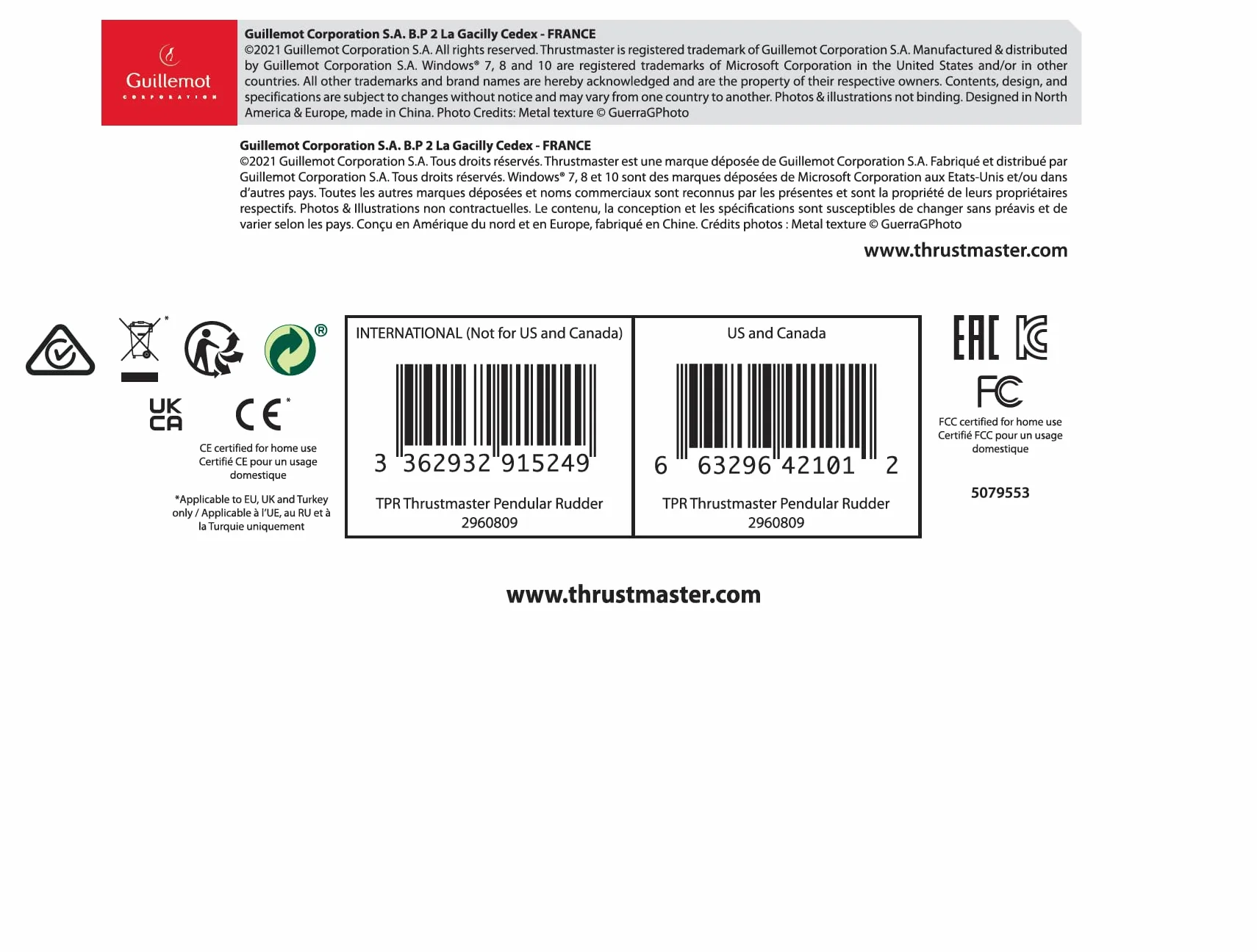 Thrustmaster TPR - Pendular Pedali del timone per PC