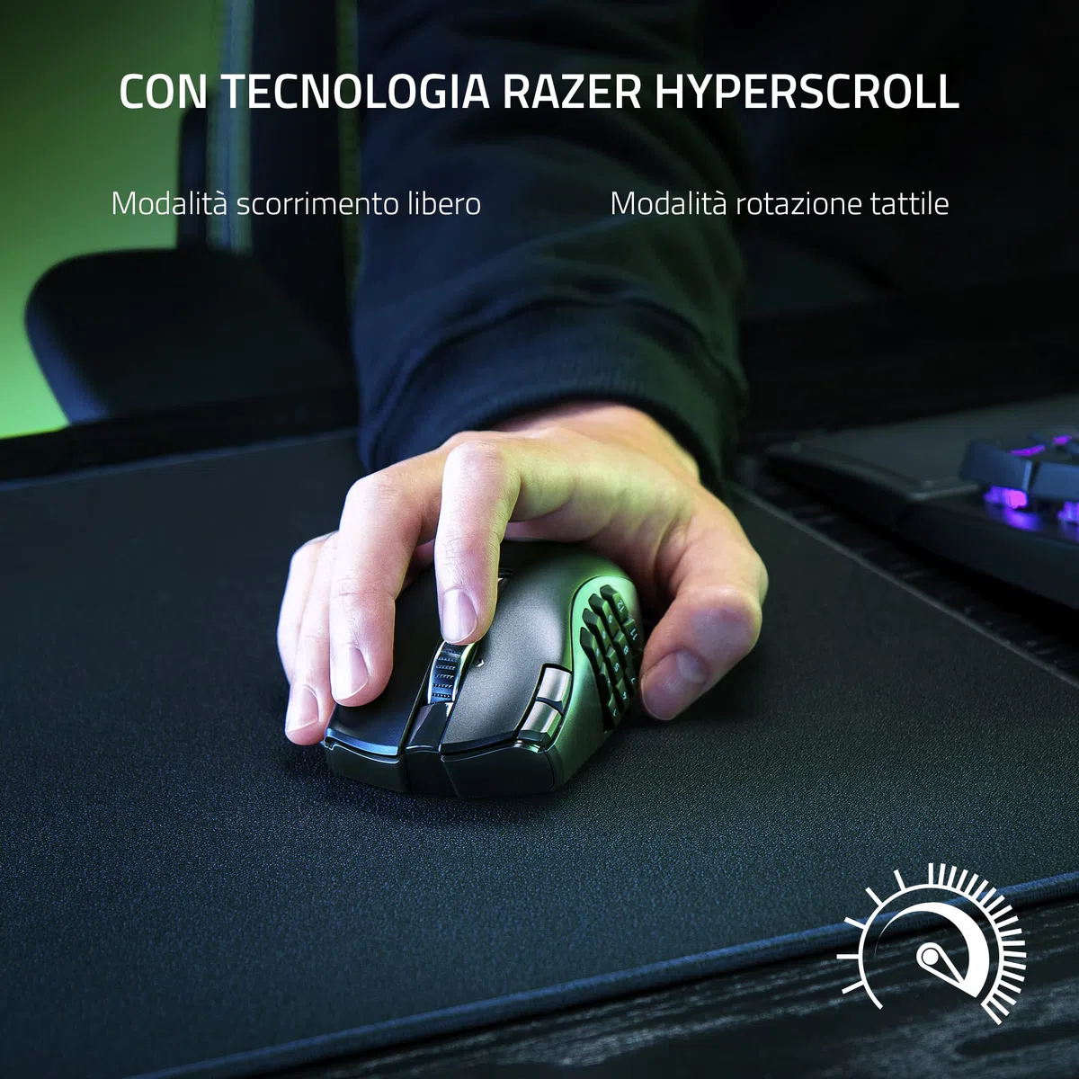Razer Naga V2 HyperSpeed Mouse da Gioco MMO Wireless Ergonomico 19 Pulsanti Programmabili Nero