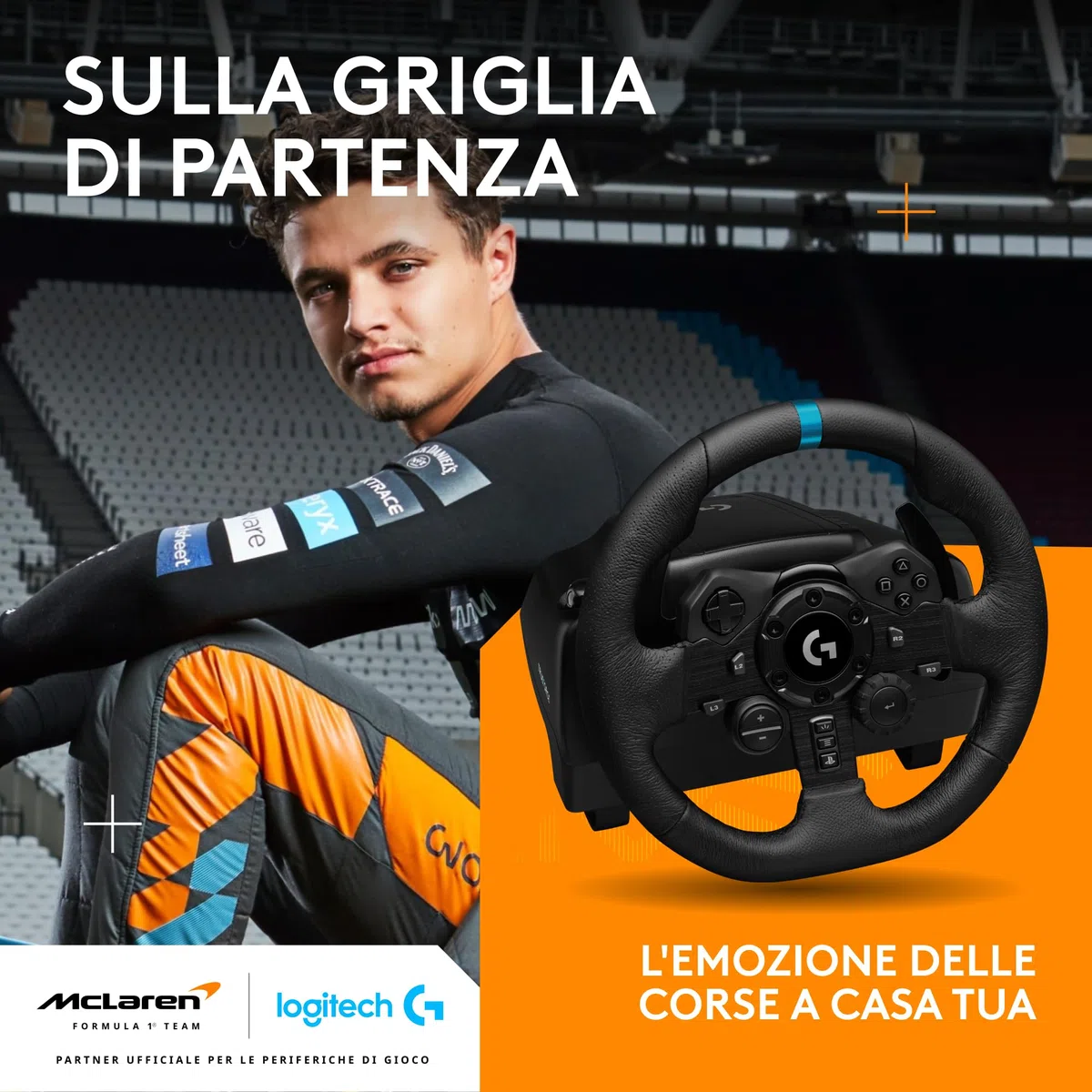 Logitech G G923 volante da corsa pedali ritorno di forza TRUEFORCE 1000 Hz design reattivo doppia frizione per PS5 PS4 PC Mac Nero