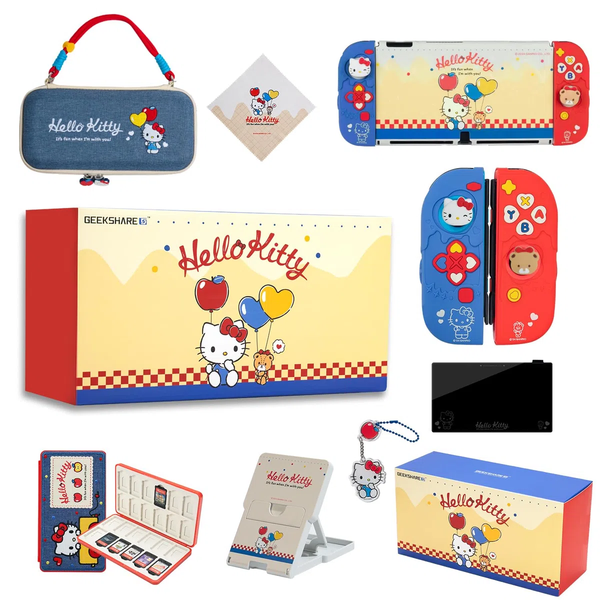 Kuitmor Kit Accessori per Switch OLED: Custodia Trasporto, Custodia Protettiva, Portaschede, Pellicola Protettiva, Supporto, Cuscinetti Joystick e Altro (11 in 1)