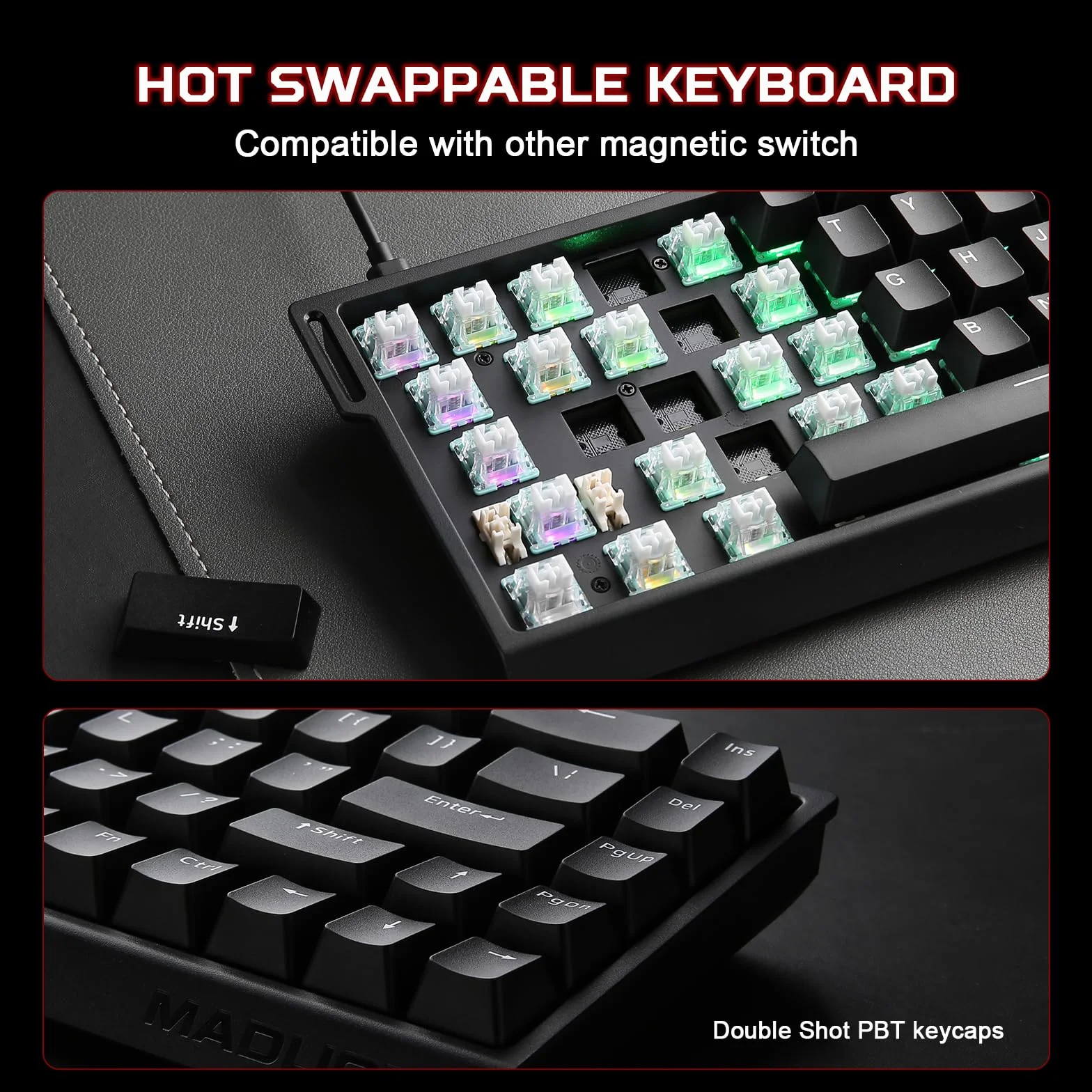 MAD68 HE Tastiera da Gioco Magnetica 60% 8000Hz Rapid Trigger Switch a Effetto Hall RGB Regolabile Nero