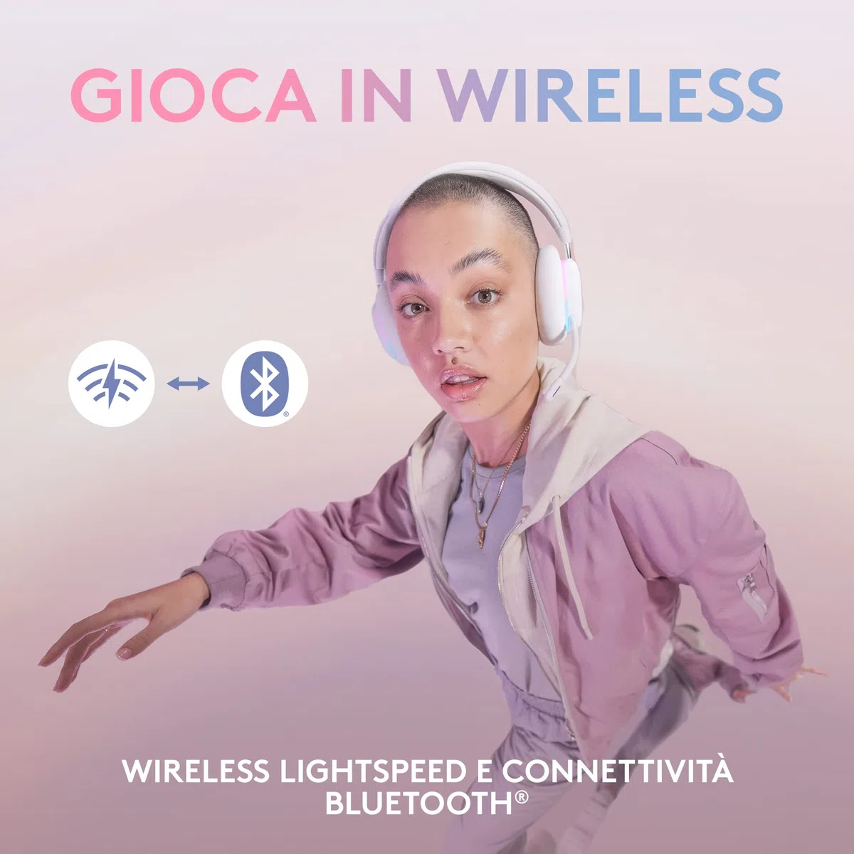 Logitech G G735 Cuffie Gaming Wireless, Illuminazione RGB LIGHTSYNC Personalizzabile, LIGHTSPEED, Bluetooth, Microfono Staccabile, Compatibile con PC e Mac - Bianco