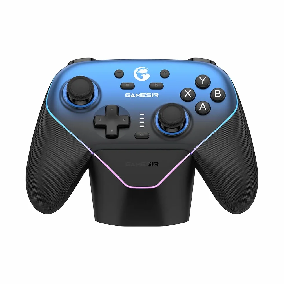 GameSir Super Nova Controller Wireless con Base di Ricarica – Stick Hall Effect, Grilletti Regolabili – Switch/Switch 2 Gyro, PC, Mobile – Nightfall Blue