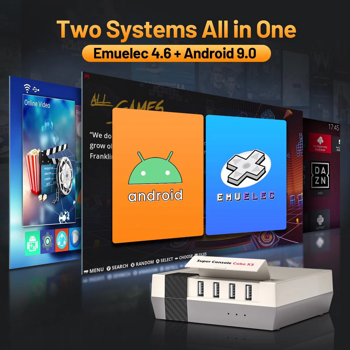 Kinhank Super Console Cube X3 Retro Console 100000+ giochi EmuELEC 4.5 Android 9.0 CoreELEC 3 Sistemi in 1 2.4G 5G BT 4.0