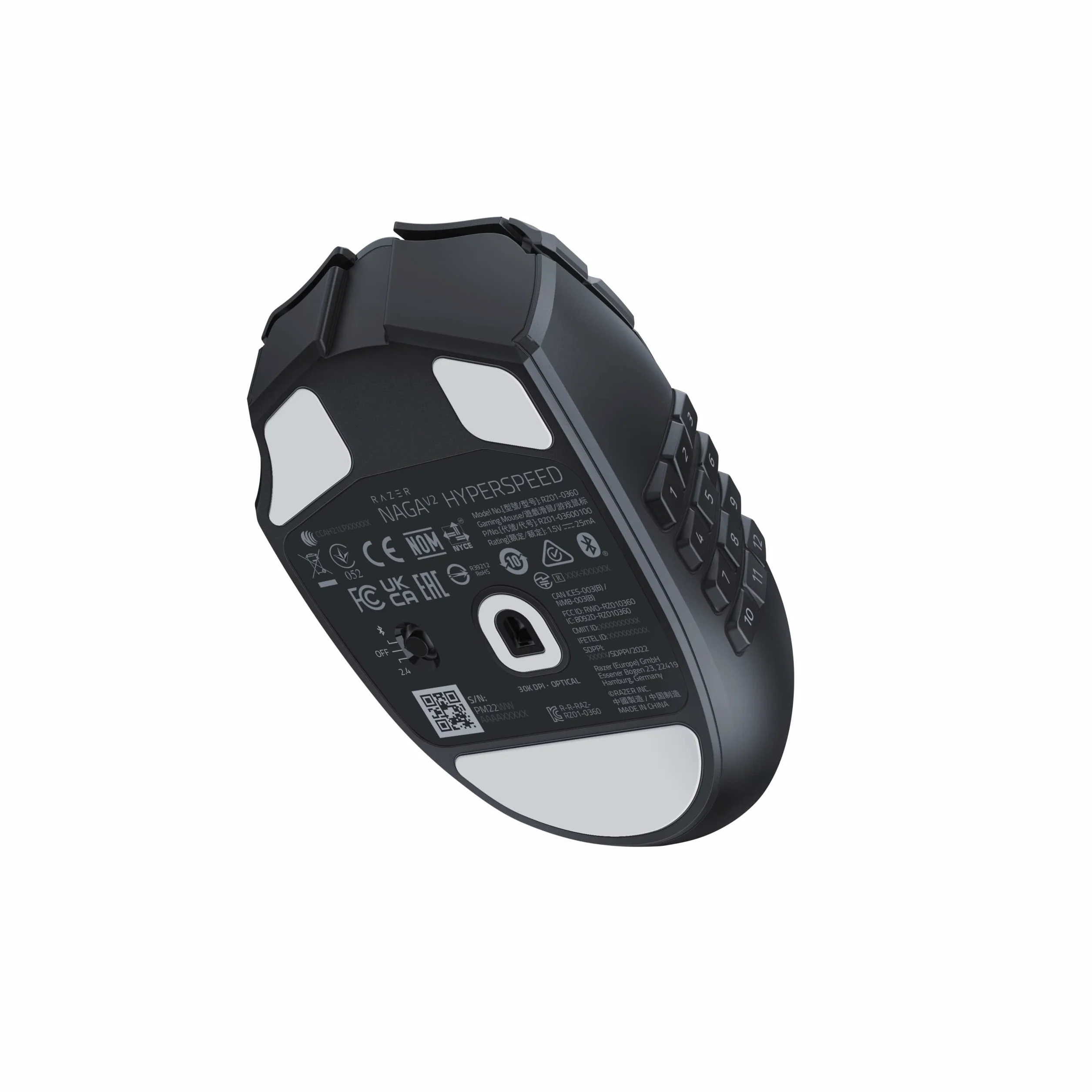 Razer Naga V2 HyperSpeed Mouse da Gioco MMO Wireless Ergonomico 19 Pulsanti Programmabili Nero