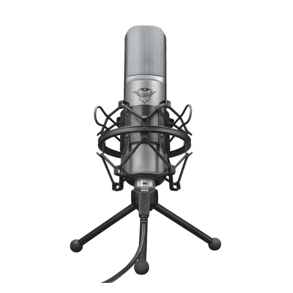 Trust Gaming GXT 242 Lance Microfono Streaming con Supporto, Microfono USB Cardioide per PC, Laptop, PS4, PS5, Streaming, Cantare, ASMR, Podcast, Registrazione, Twitch, YouTube - Nero