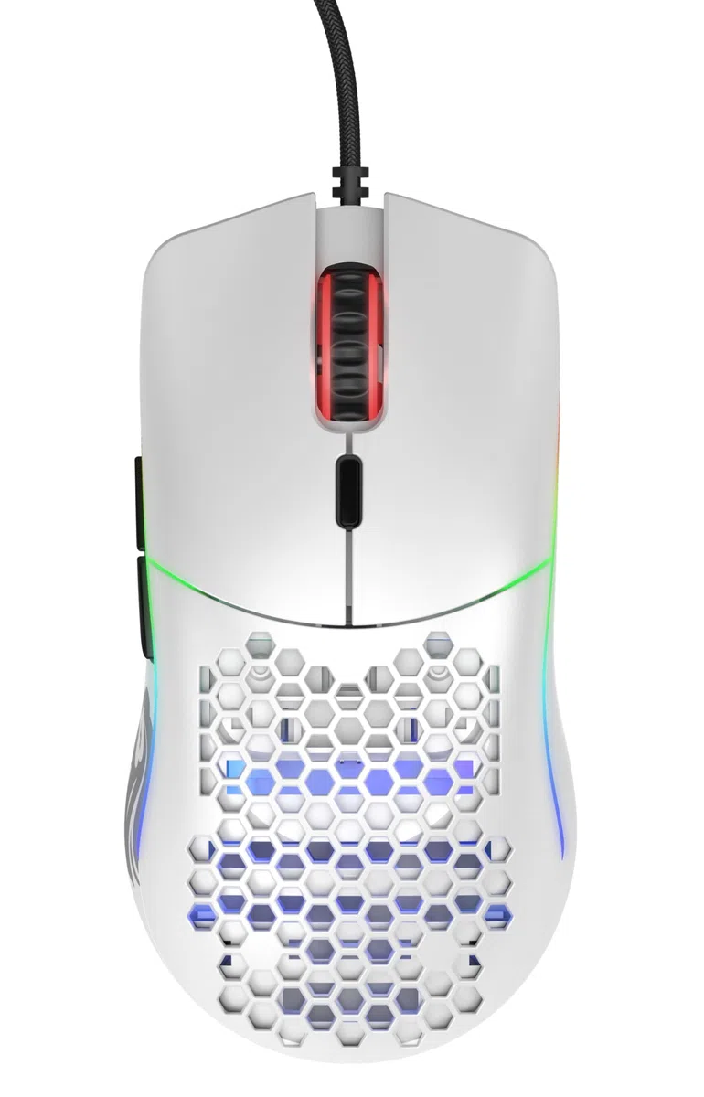 Glorious Model O Gaming Mouse Wired 67g PixArt 3360 RGB Omron Switches Bianco Opaco