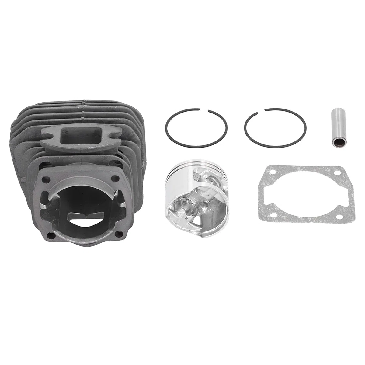 Kit Cilindro e Pistone 45.2mm, Ricambio per Motosega a Benzina 58cc, Anelli e Clip Pin in Ferro e Lega di Alluminio - Alta Durabilità, Resistente all'Usura, Ricambi Universali pe