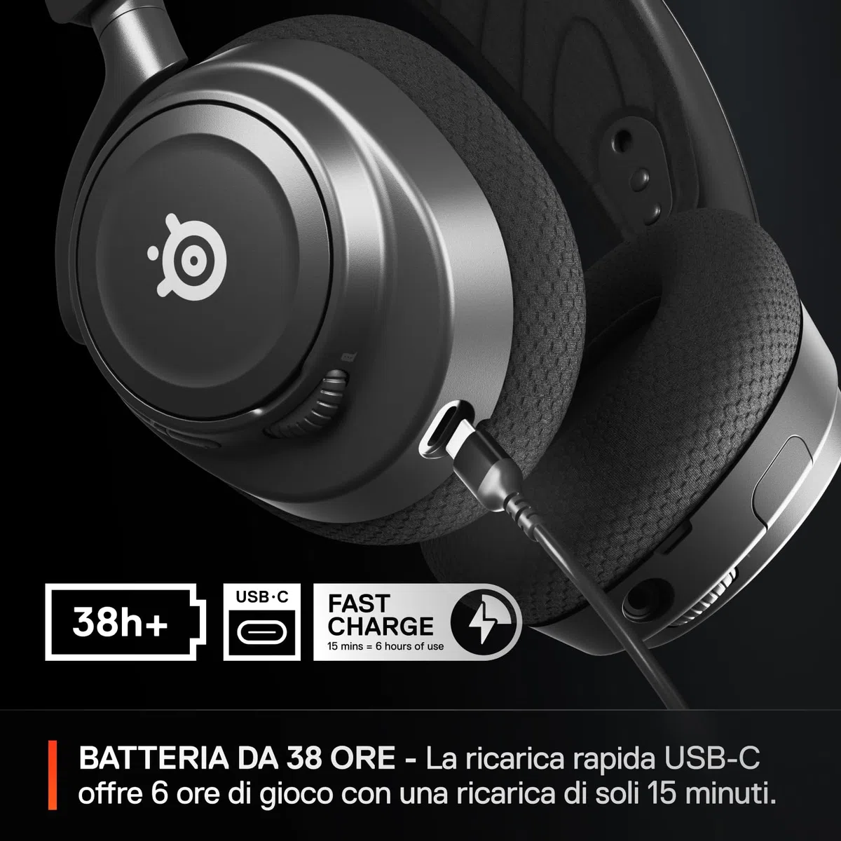 SteelSeries Arctis Nova 7 Cuffia da gaming wireless multipiattaforma 2.4GHz Bluetooth mixabile Driver magnetici neodimio Batteria 38h USB-C Mic ClearCast Gen2 AI PC PS5 VR Mobile