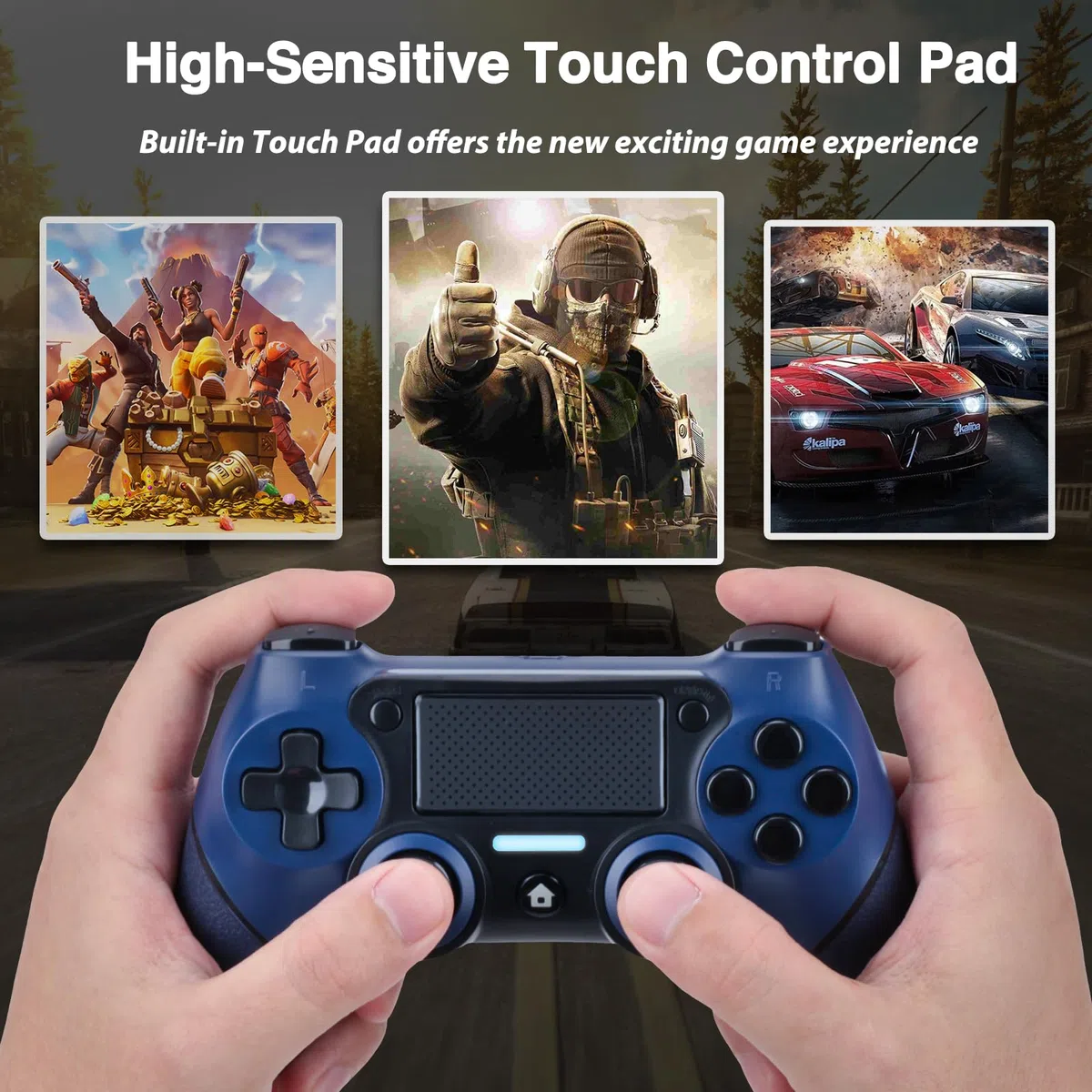 VooFun Wireless Controller per PS4 Pro Slim, Bluetooth con Vibrazione, Touchpad, Sensore 6 Assi, 1000mAh