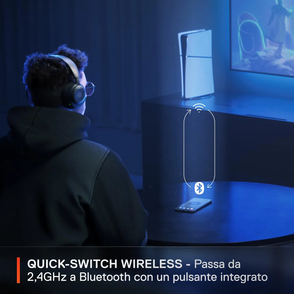 SteelSeries Arctis Nova 5 Cuffie Gaming Wireless Multi-Sistema Driver Magnetici al Neodimio 100+ Preset Audio Batteria 60 HR 2,4GHz BT Microfono ClearCast Gen2.X PC PS5 Cellulare