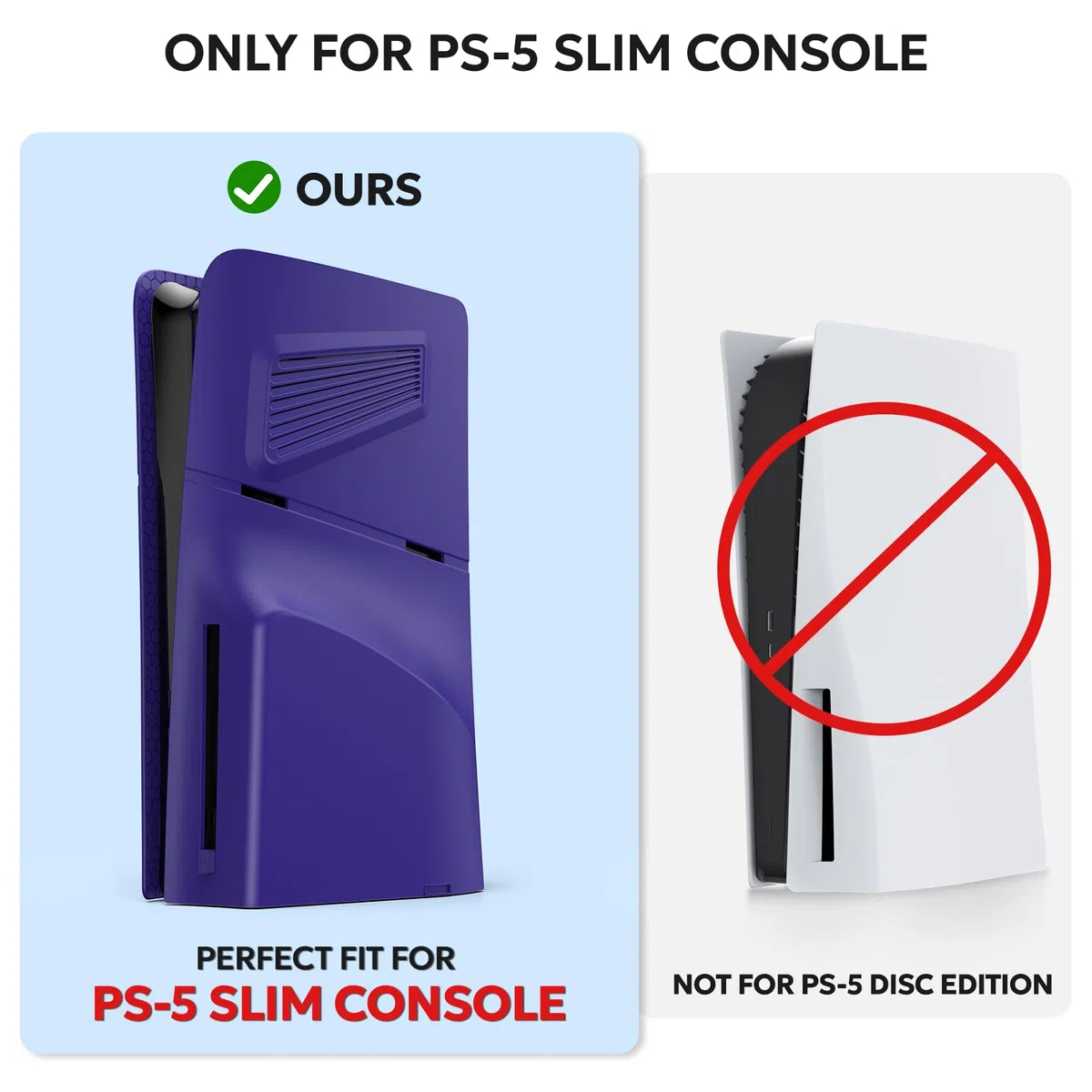 Faceplate for PS-5 SIim Disc Edition, innoAura Cover per PS-5 Slim con prese d'aria di raffreddamento, antigraffio e antipolvere, piastre sottili PS-5 Slim, guscio di ricambio in ABS di alta qualità
