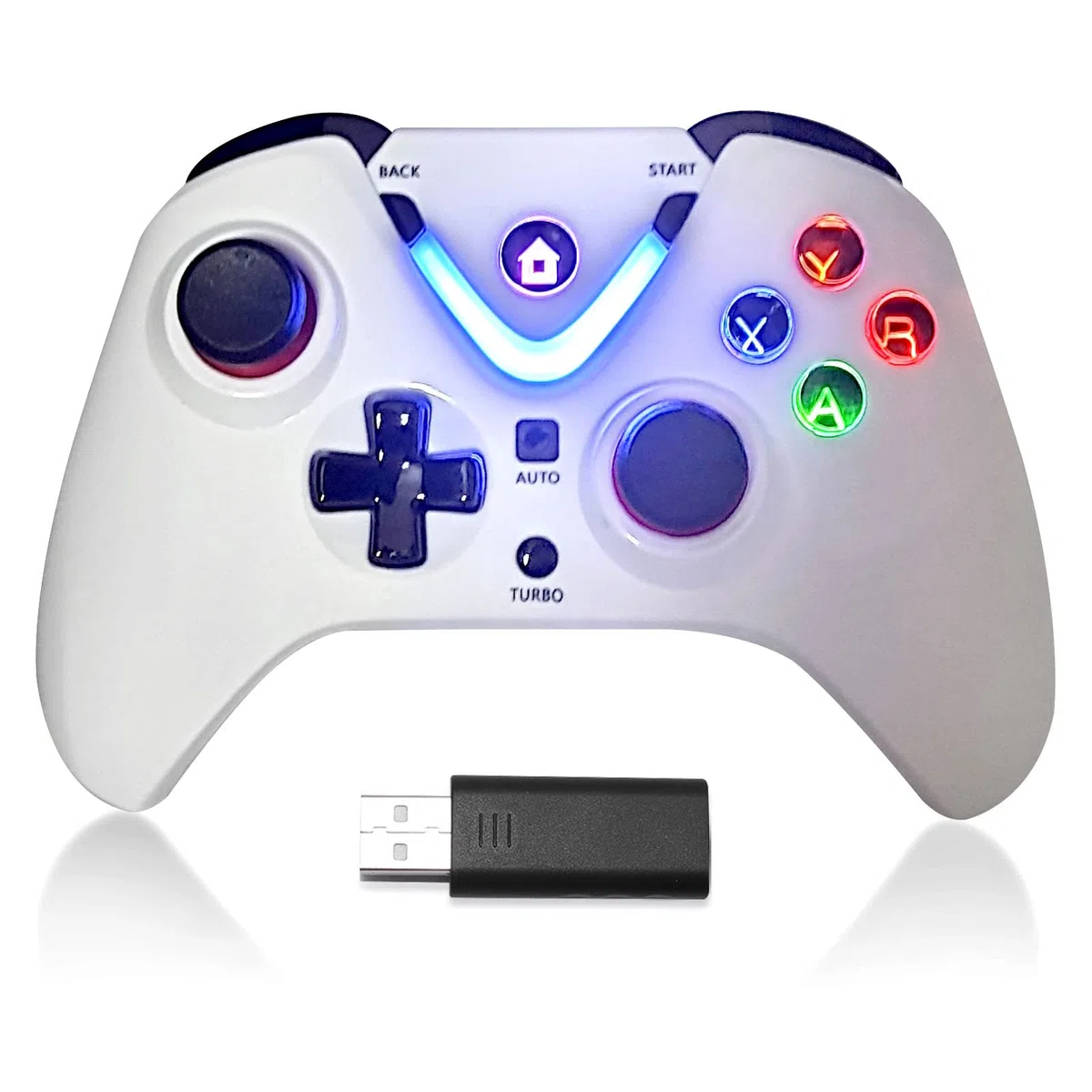 RALAN Controller di gioco wireless con illuminazione a LED compatibile con Xbox One S/X, Xbox Series S/X, PC Gaming Gamepad, Joypad remoto con adattatore wireless 2.4G, Rechargeable Battery