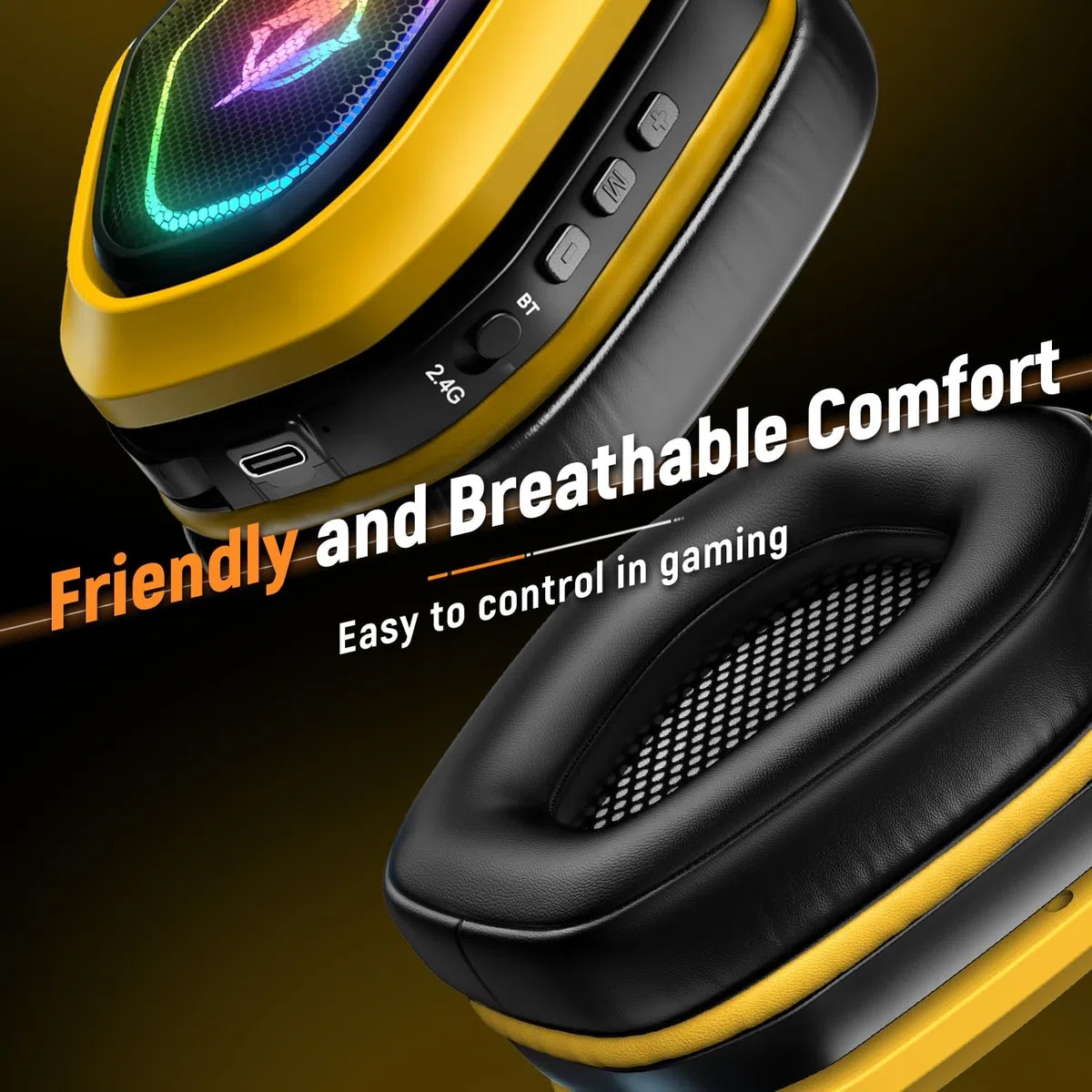 Cuffie Gaming Wireless per PC PS5 PS4 USB-A USB-C Audio Lossless Microfono Flip Bluetooth Batteria 30 Ore