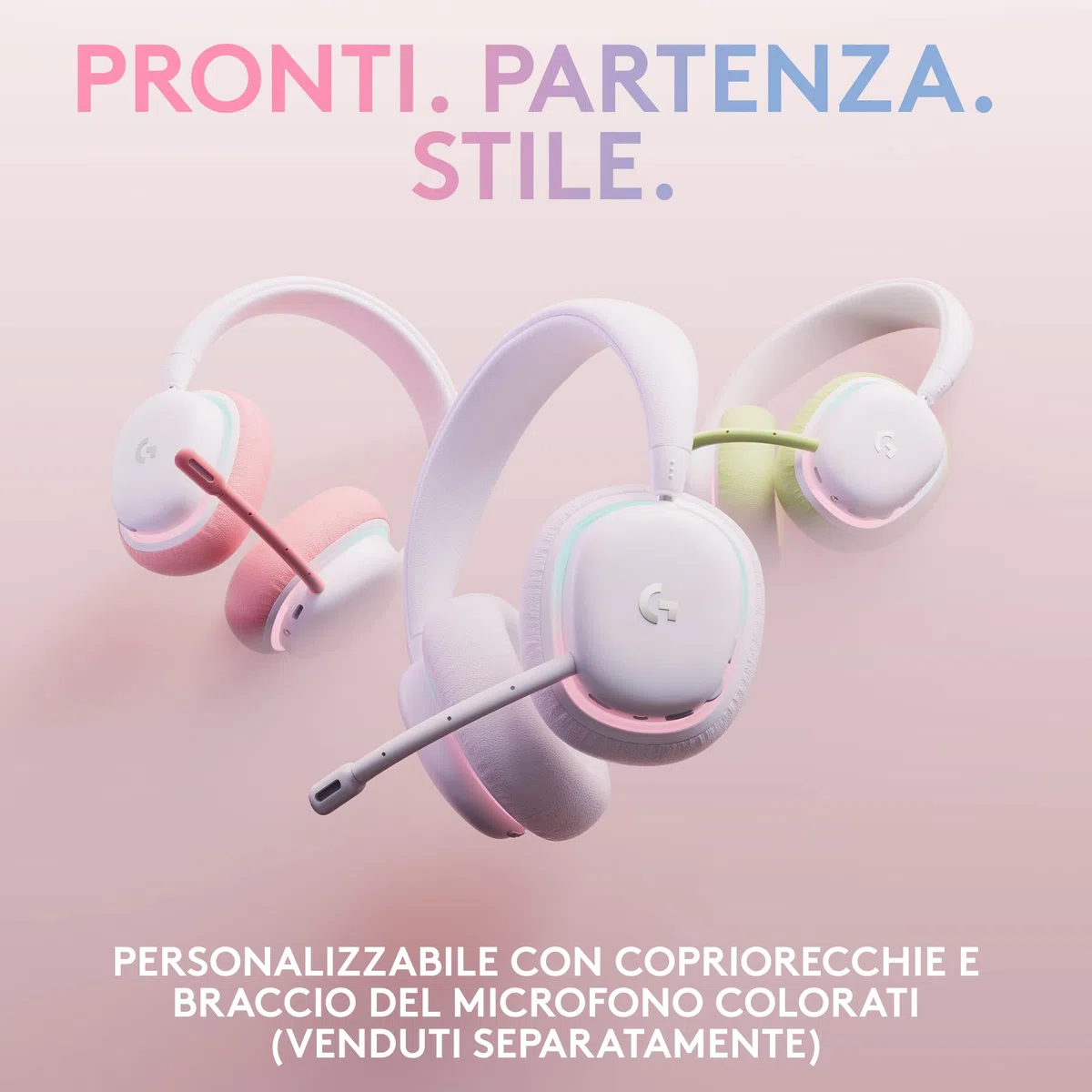 Logitech G G735 Cuffie Gaming Wireless, Illuminazione RGB LIGHTSYNC Personalizzabile, LIGHTSPEED, Bluetooth, Microfono Staccabile, Compatibile con PC e Mac - Bianco