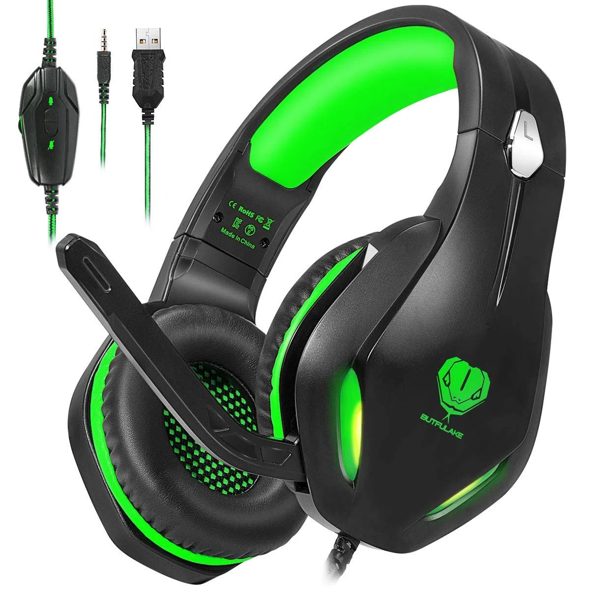 Cuffie Gaming con Microfono per PS5 PS4 Xbox PC Nintendo Switch - Over Ear Auricolari Gamer con Filo - Audio Stereo Headphones Cancellazione Rumore