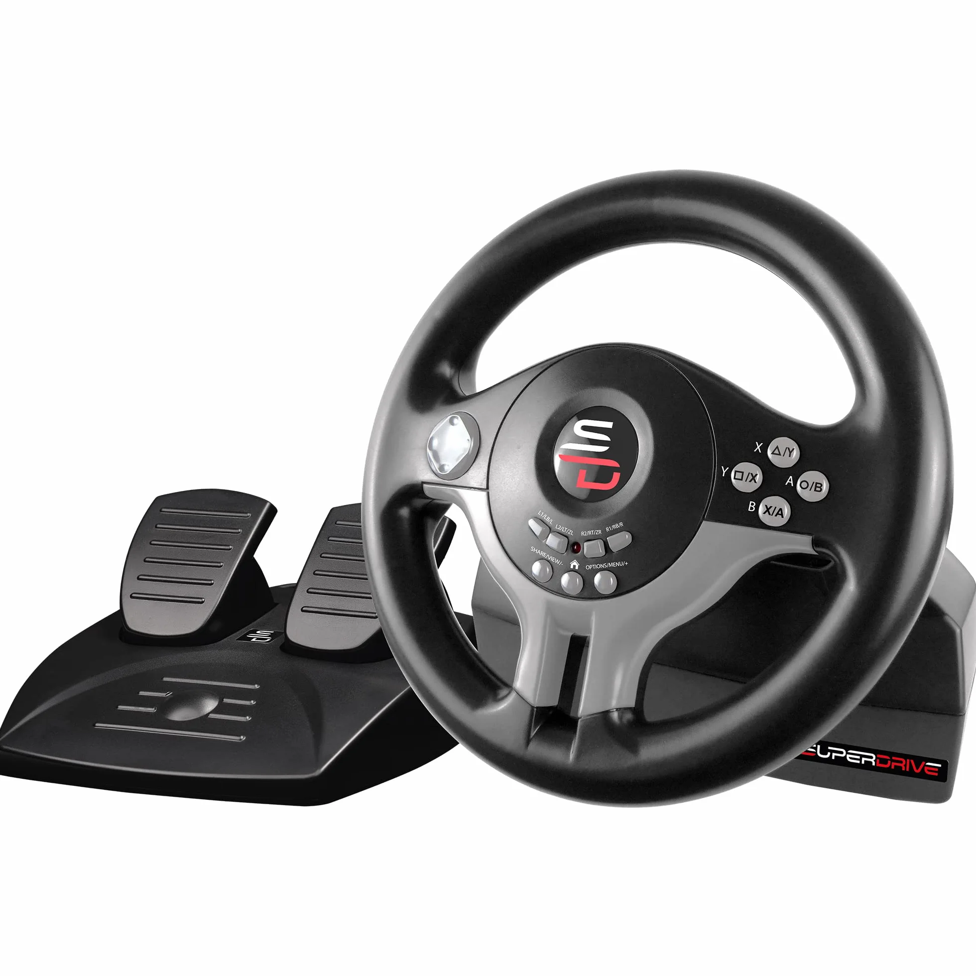 Subsonic Superdrive SV200 , Volante con pedali, Per PS4, XBOX ONE, PC, Switch e PS3, Non compatibile con PS5, Nero