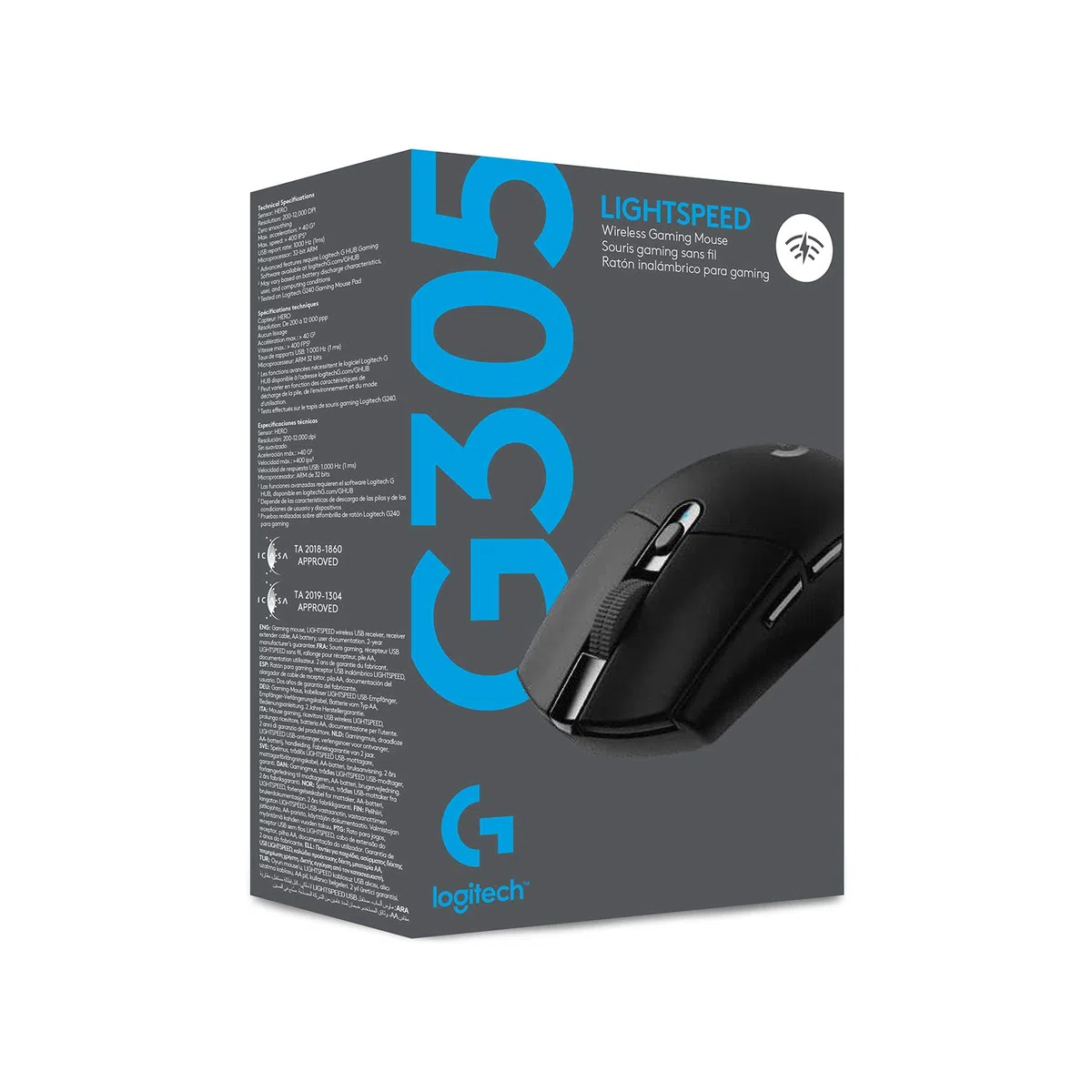 Logitech G G305 LIGHTSPEED Wireless Gaming Mouse, 12K HERO Sensor, 12000 DPI, 6 Programmable Buttons, 250h Battery, Black